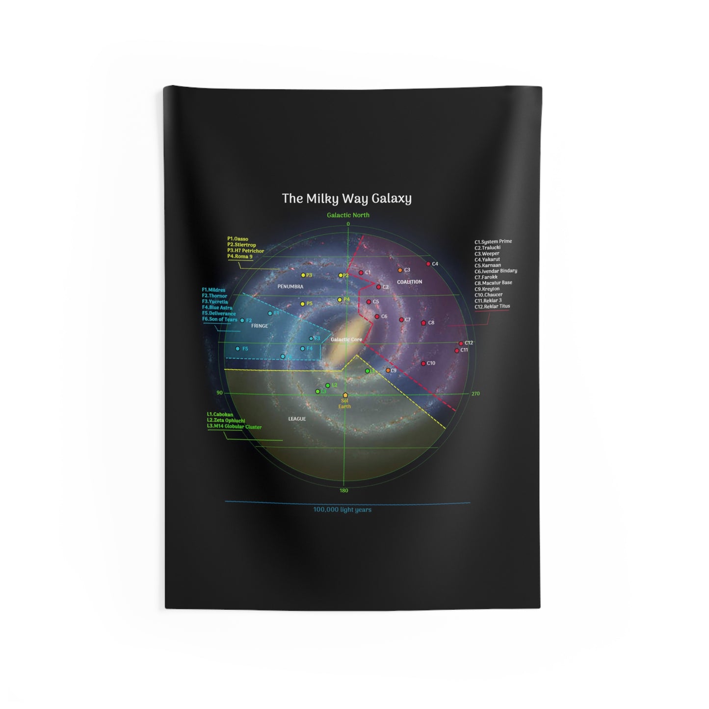 Saxen Saga Milky Way Map Flag, 60"x50"