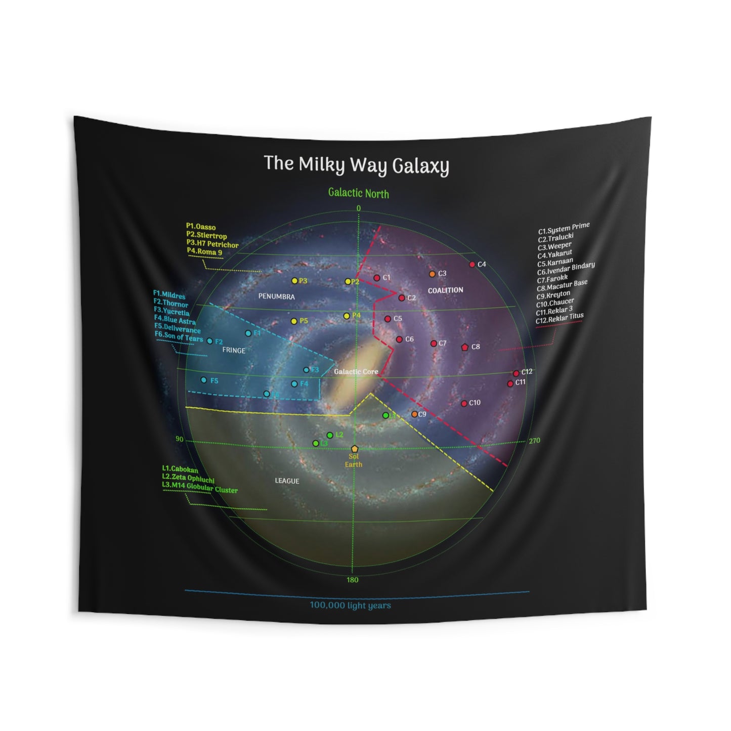 Saxen Saga Milky Way Map Flag, 60"x50"