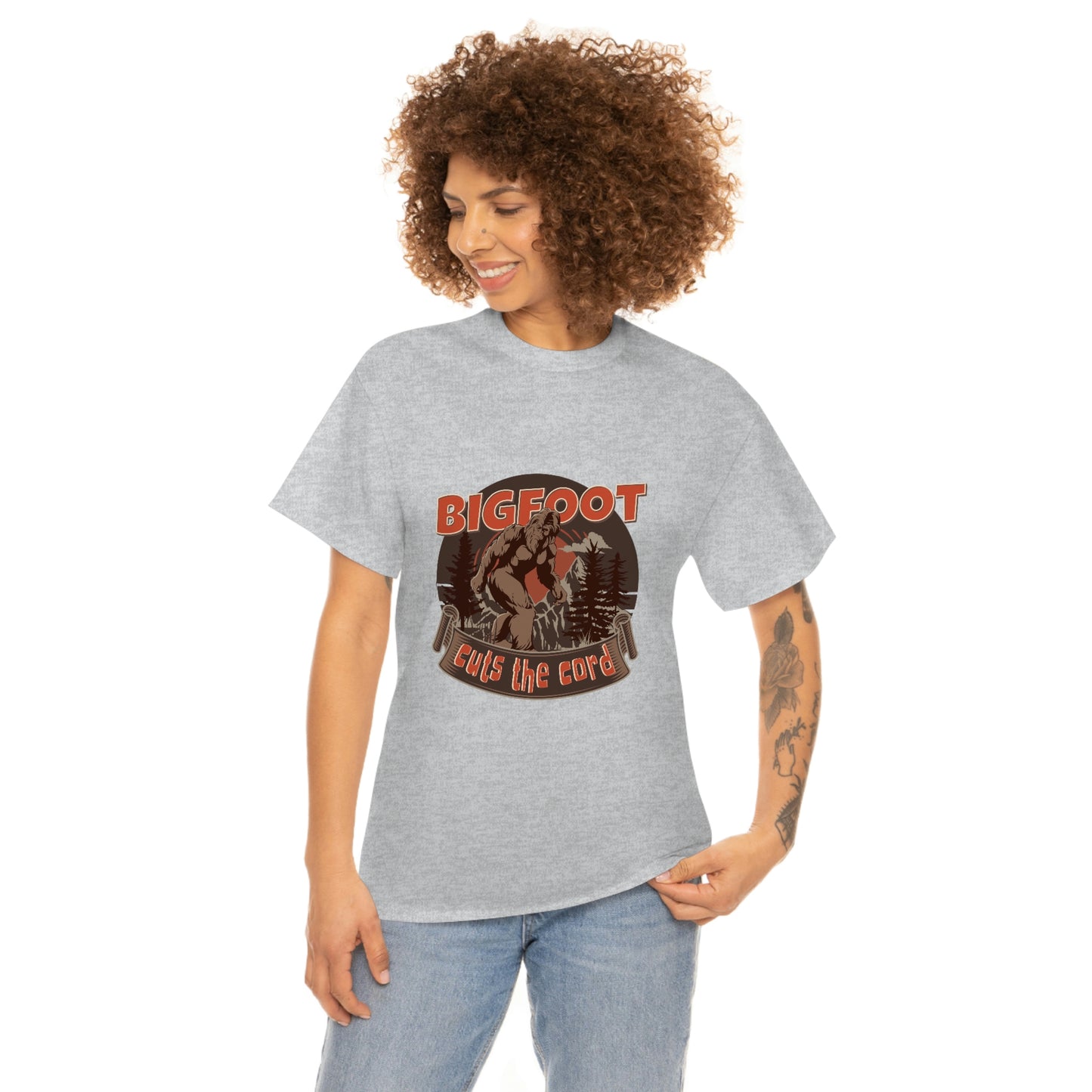 Bigfoot Cuts the Cord Unisex Cotton T-shirt