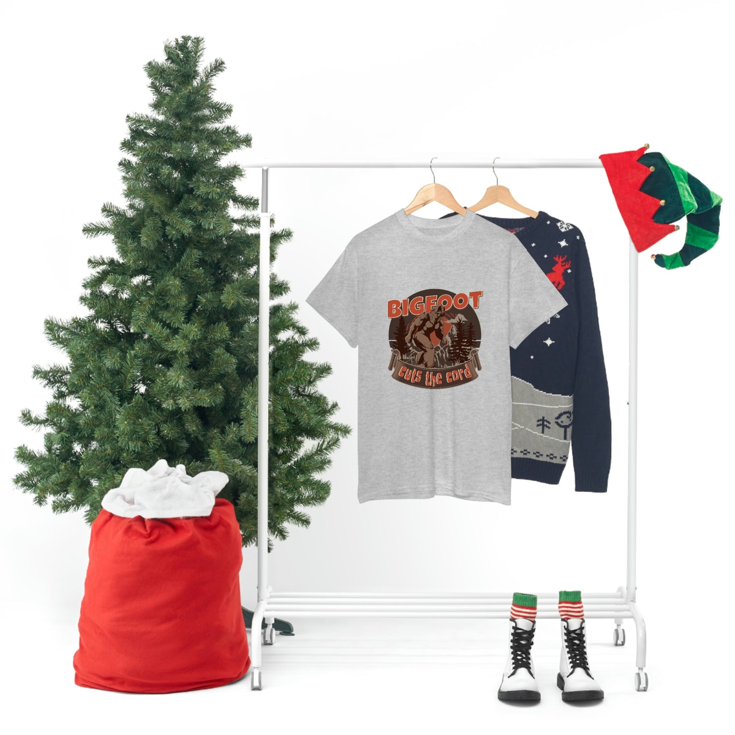 Bigfoot Cuts the Cord Unisex Cotton T-shirt