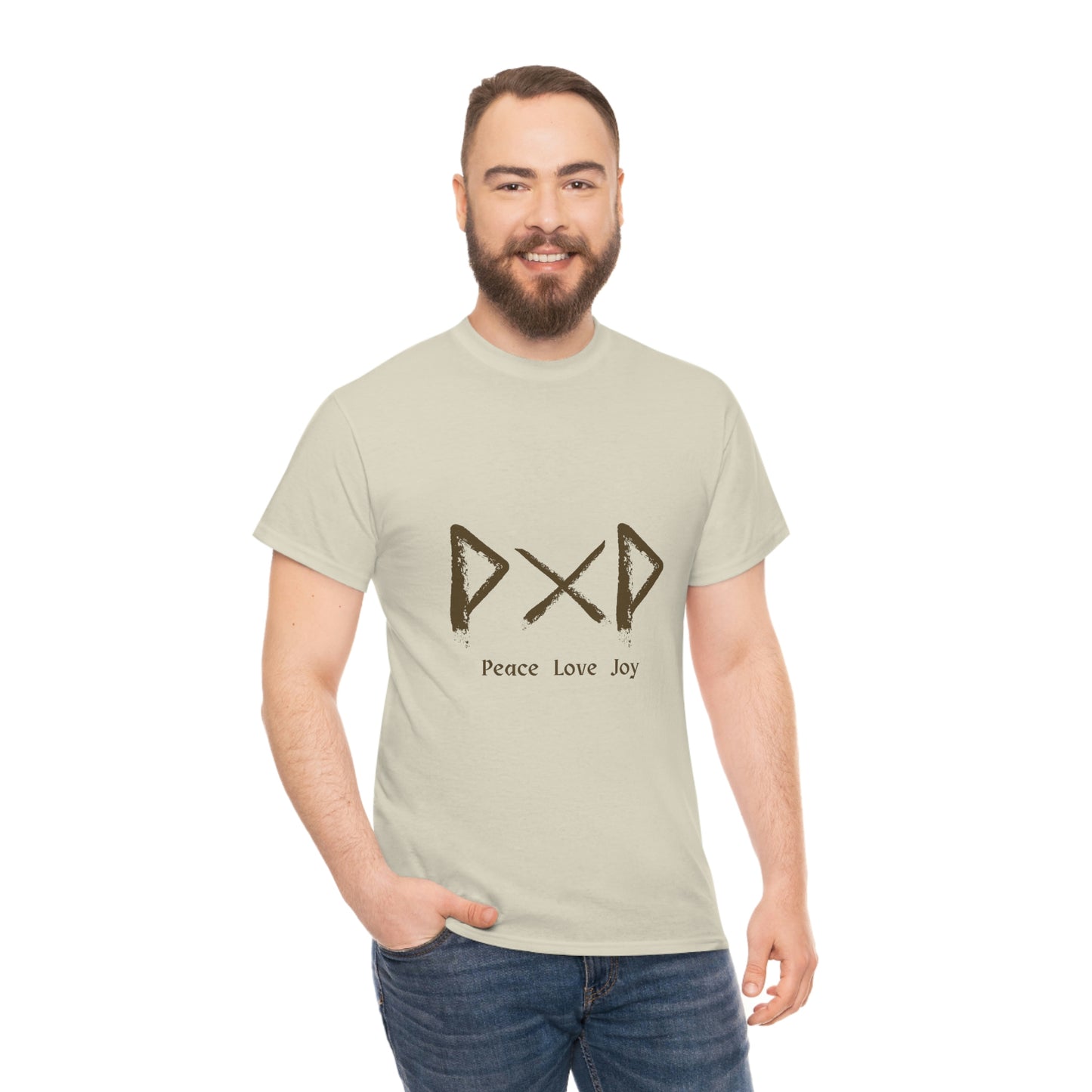 Peace Love Joy Runes Light Unisex Cotton T-shirt