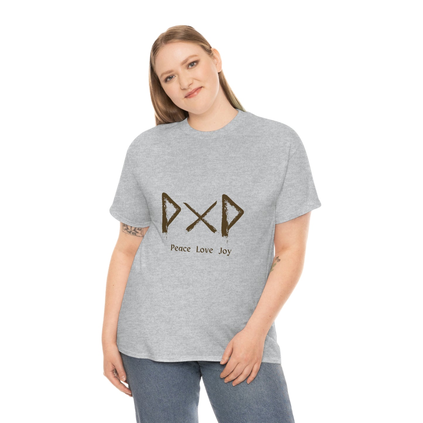Peace Love Joy Runes Light Unisex Cotton T-shirt