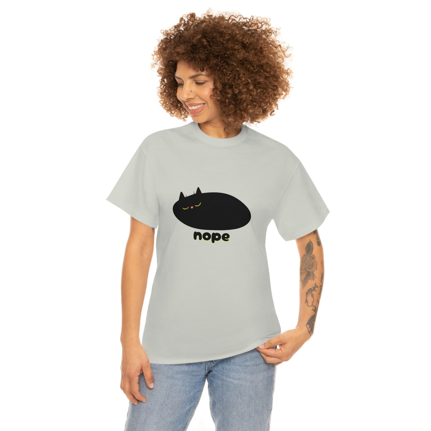 Nope Cat Unisex Cotton T-shirt