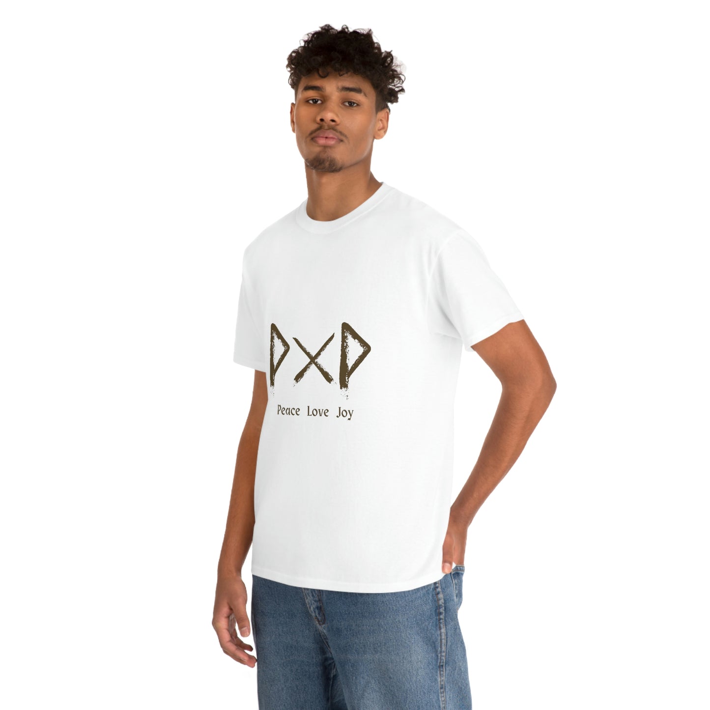 Peace Love Joy Runes Light Unisex Cotton T-shirt