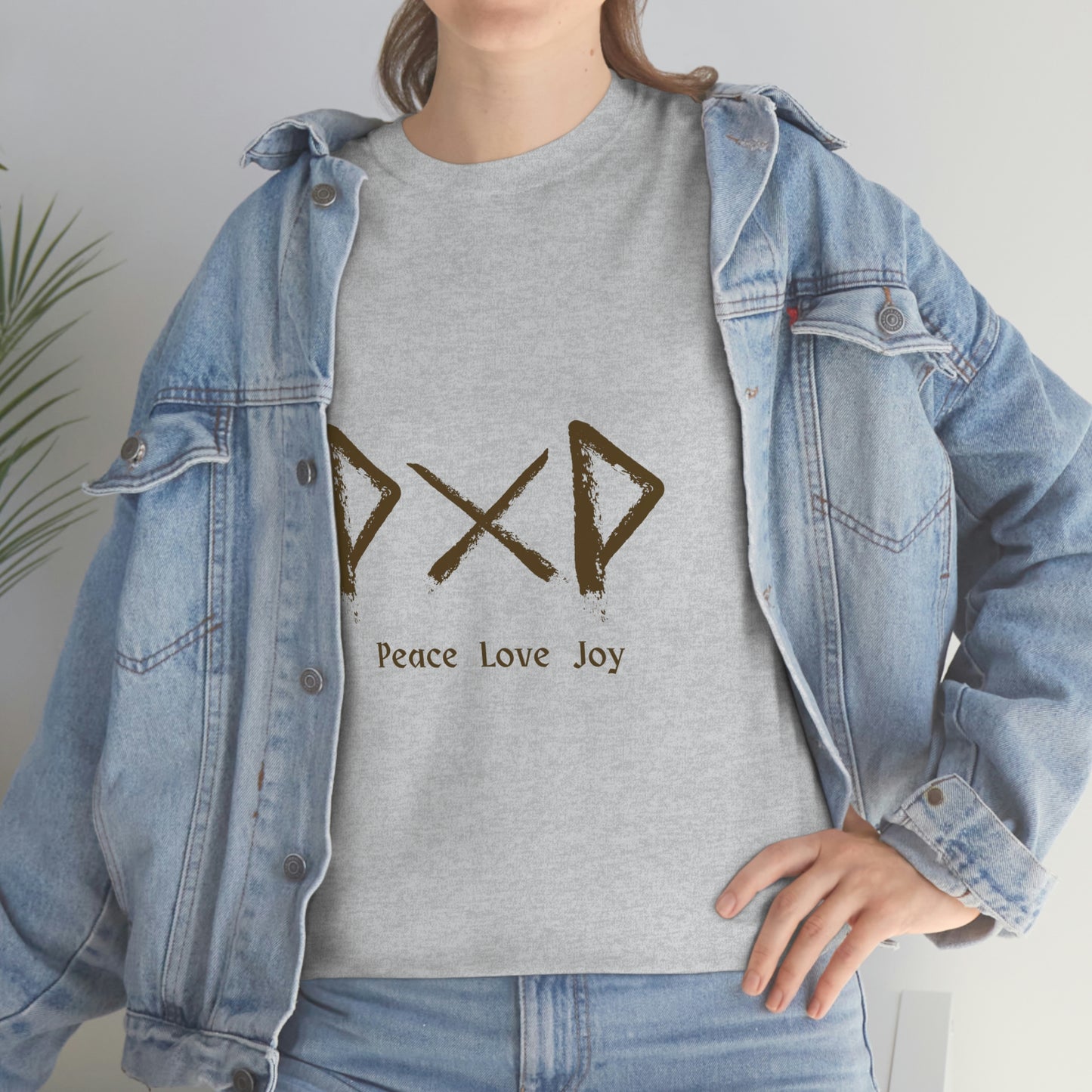 Peace Love Joy Runes Light Unisex Cotton T-shirt