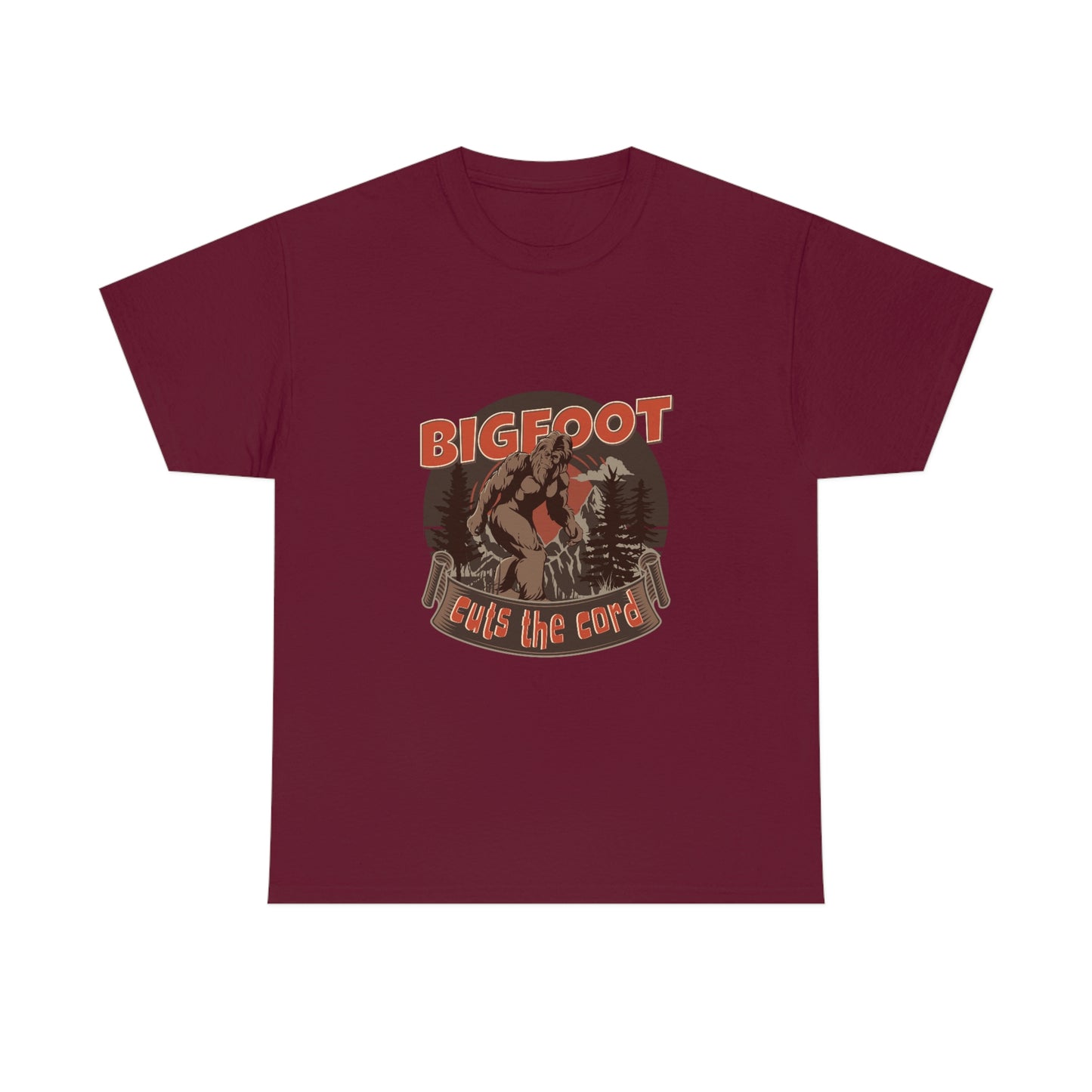 Bigfoot Cuts the Cord Unisex Cotton T-shirt