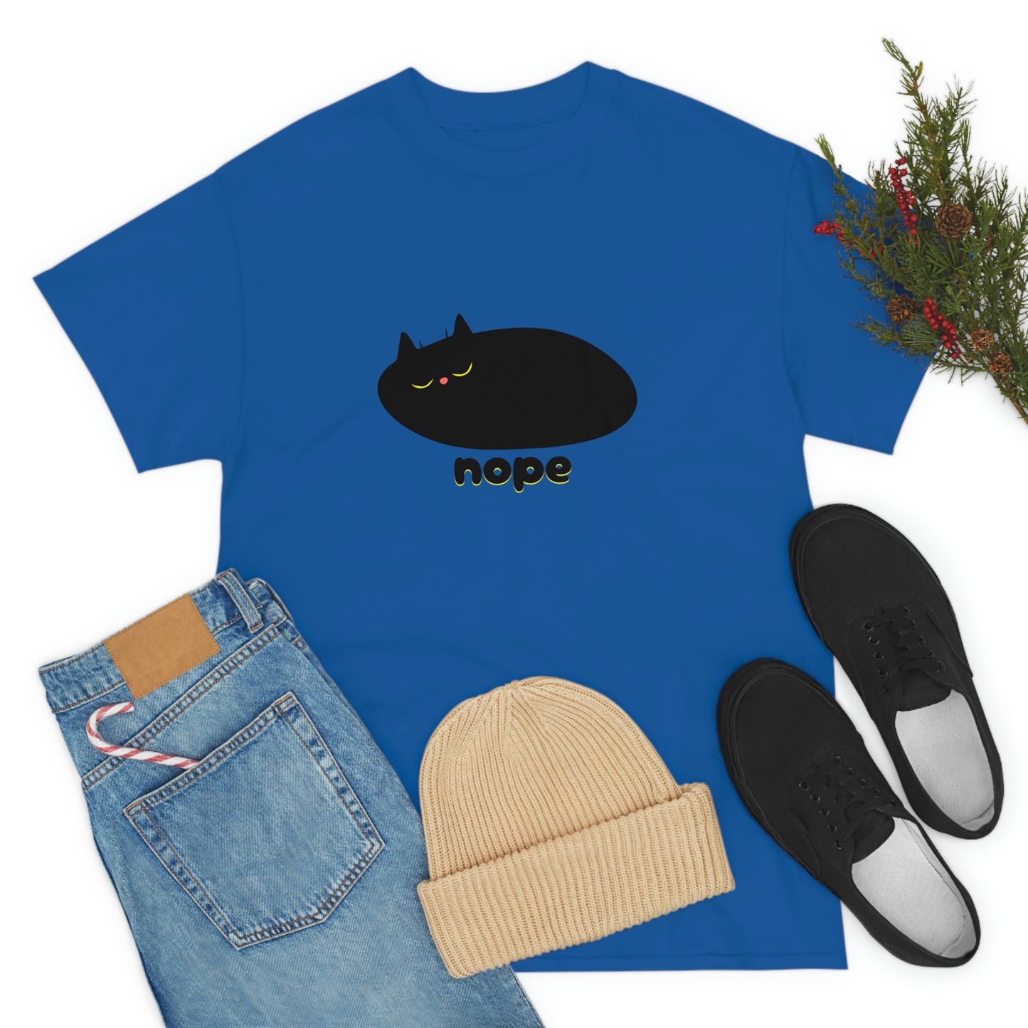 Nope Cat Unisex Cotton T-shirt