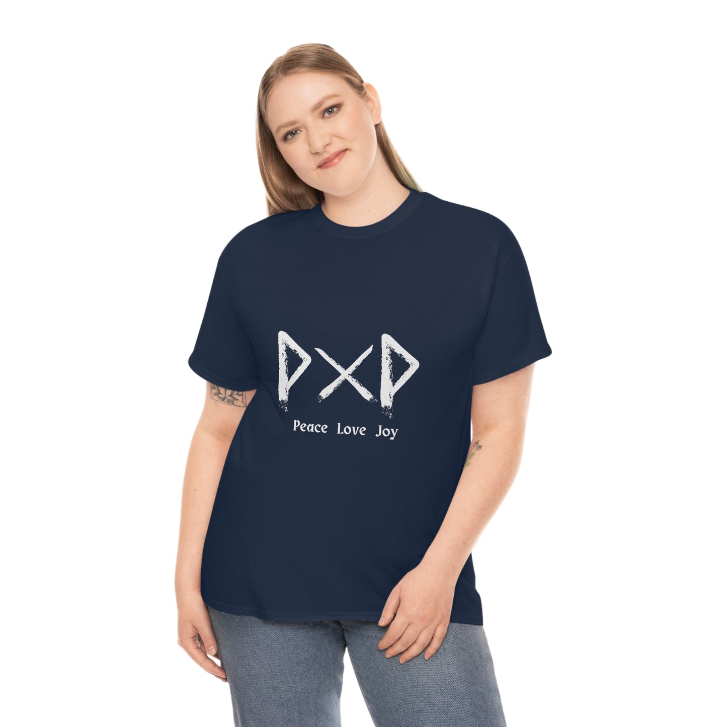 Peace Love Joy Dark Unisex Cotton T-shirt