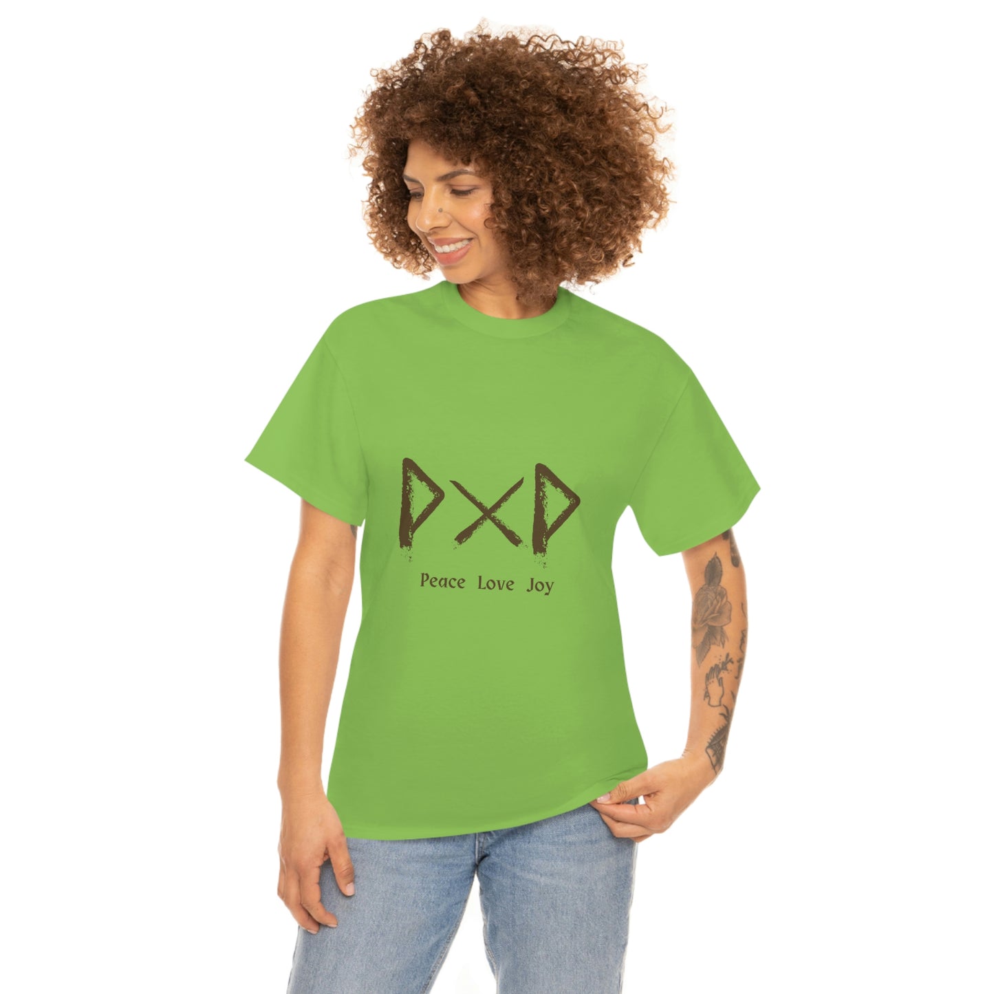 Peace Love Joy Runes Light Unisex Cotton T-shirt