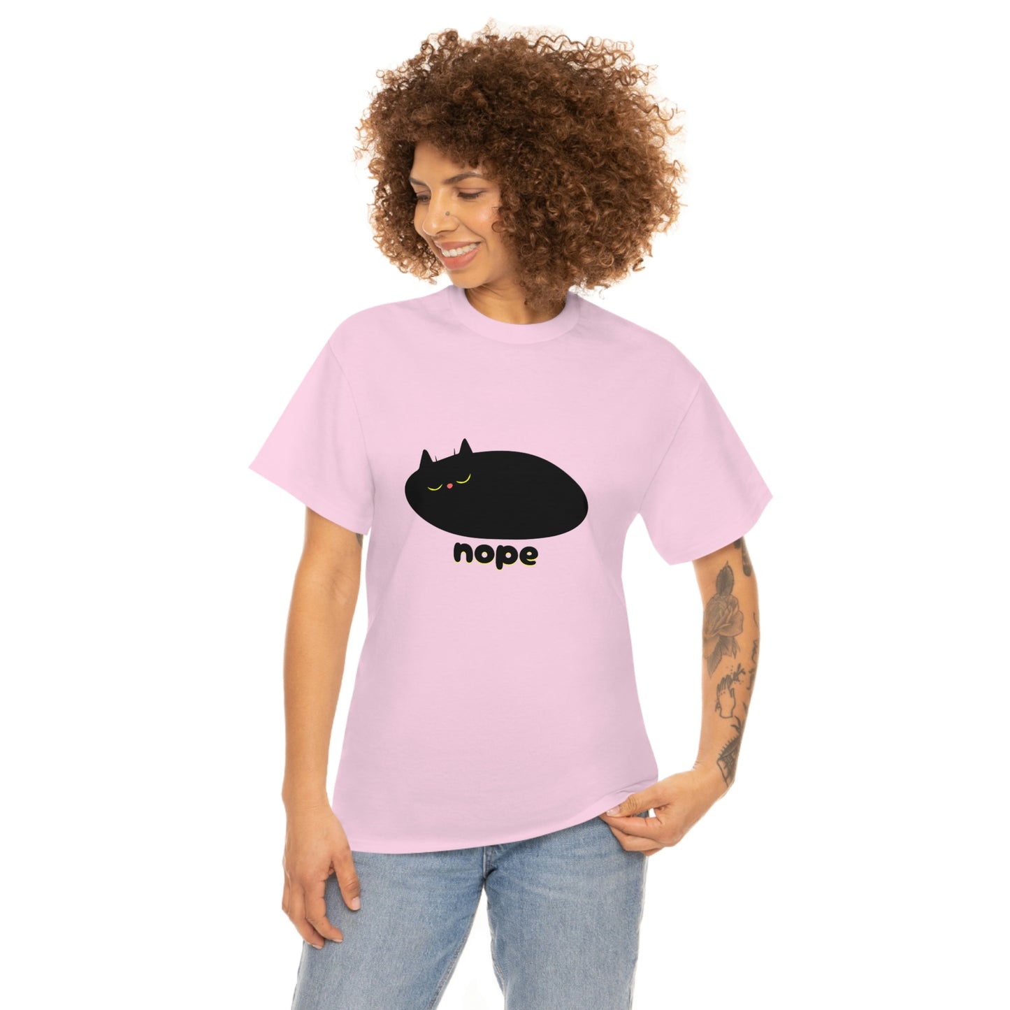 Nope Cat Unisex Cotton T-shirt