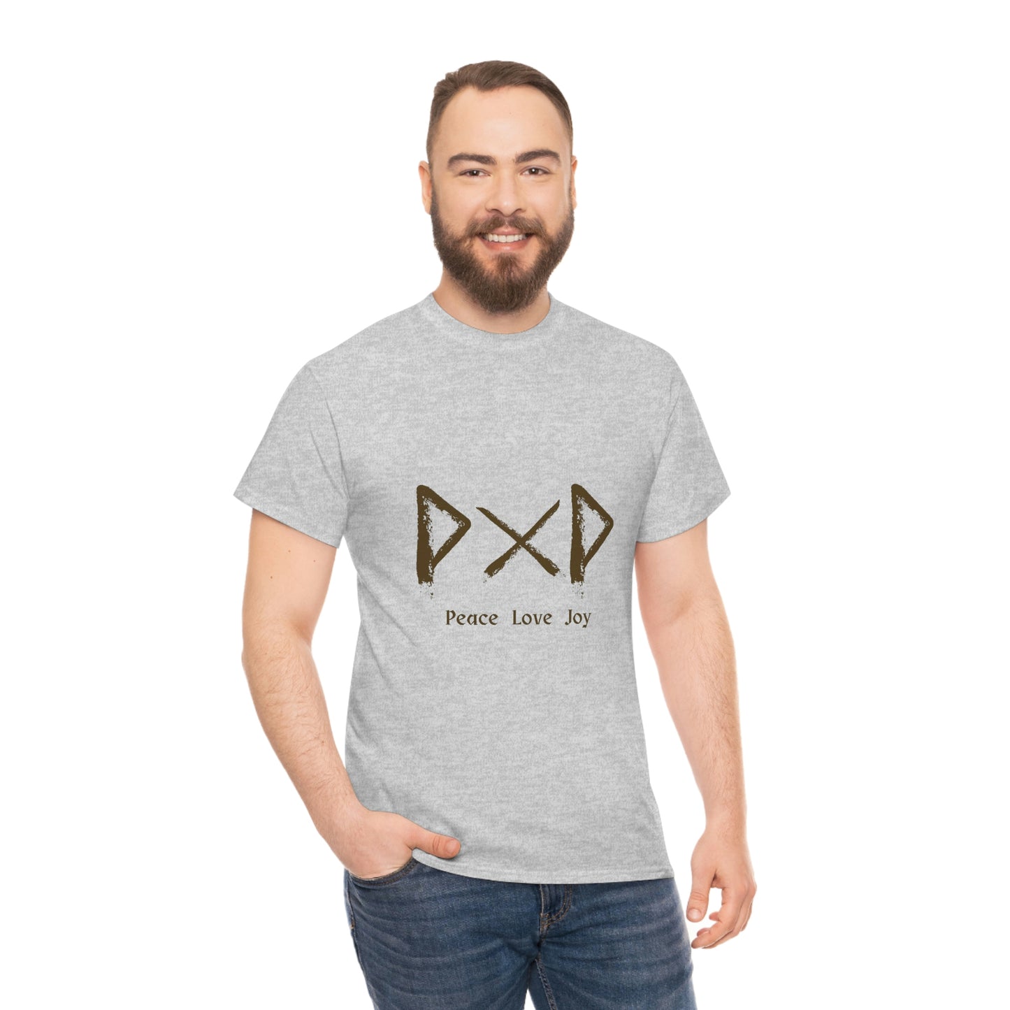 Peace Love Joy Runes Light Unisex Cotton T-shirt