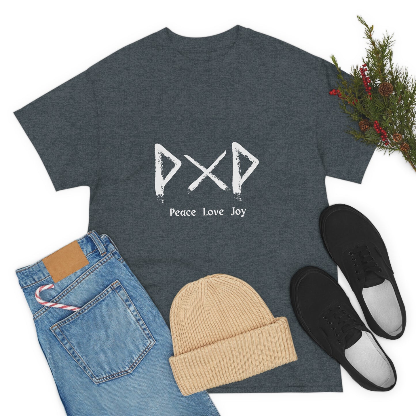 Peace Love Joy Dark Unisex Cotton T-shirt