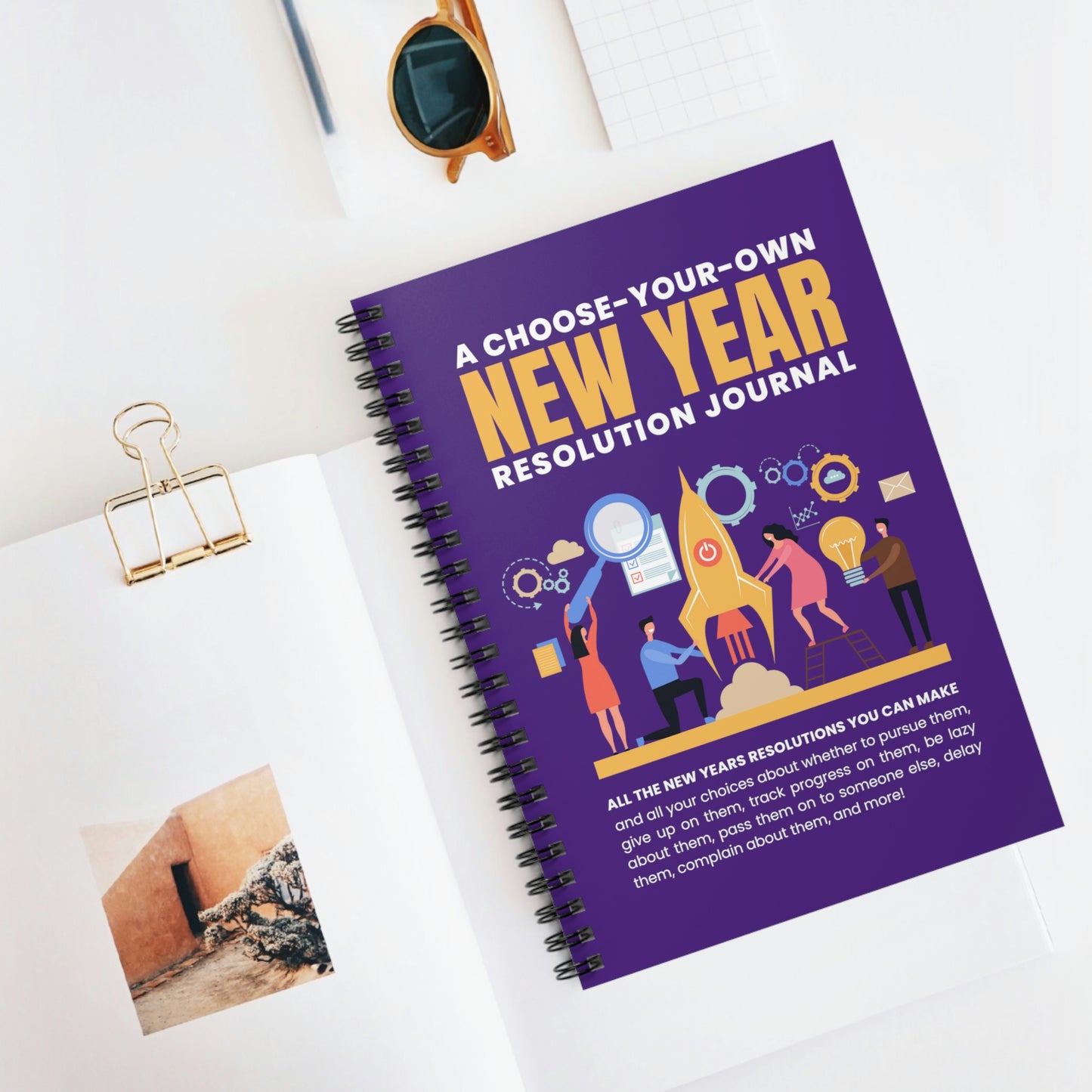 New Year Resolutions Purple Spiral Notebook - Ruled Line