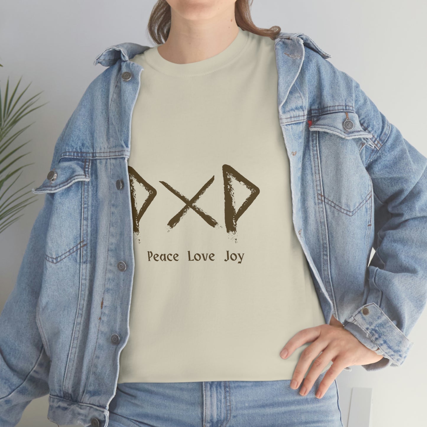 Peace Love Joy Runes Light Unisex Cotton T-shirt