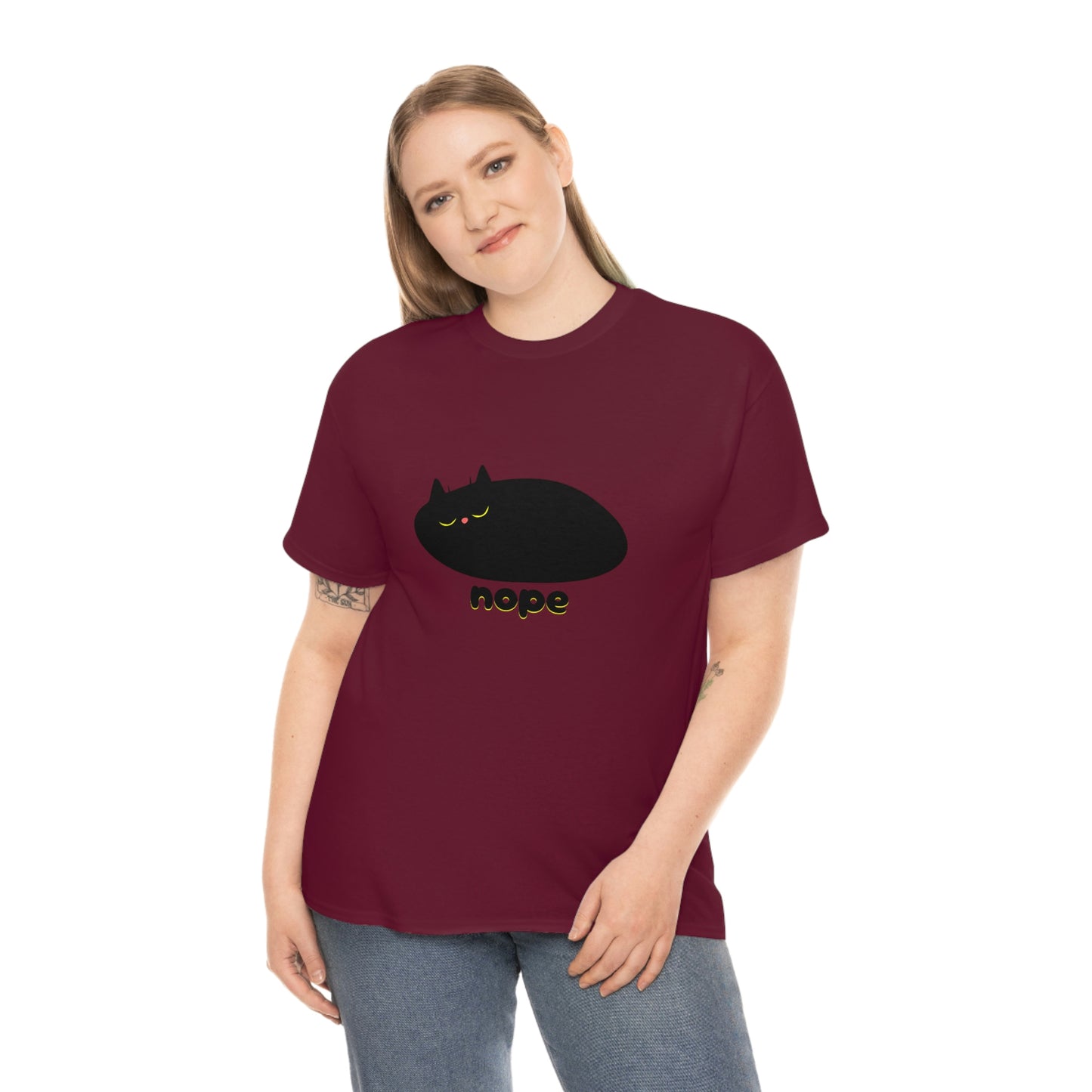 Nope Cat Unisex Cotton T-shirt