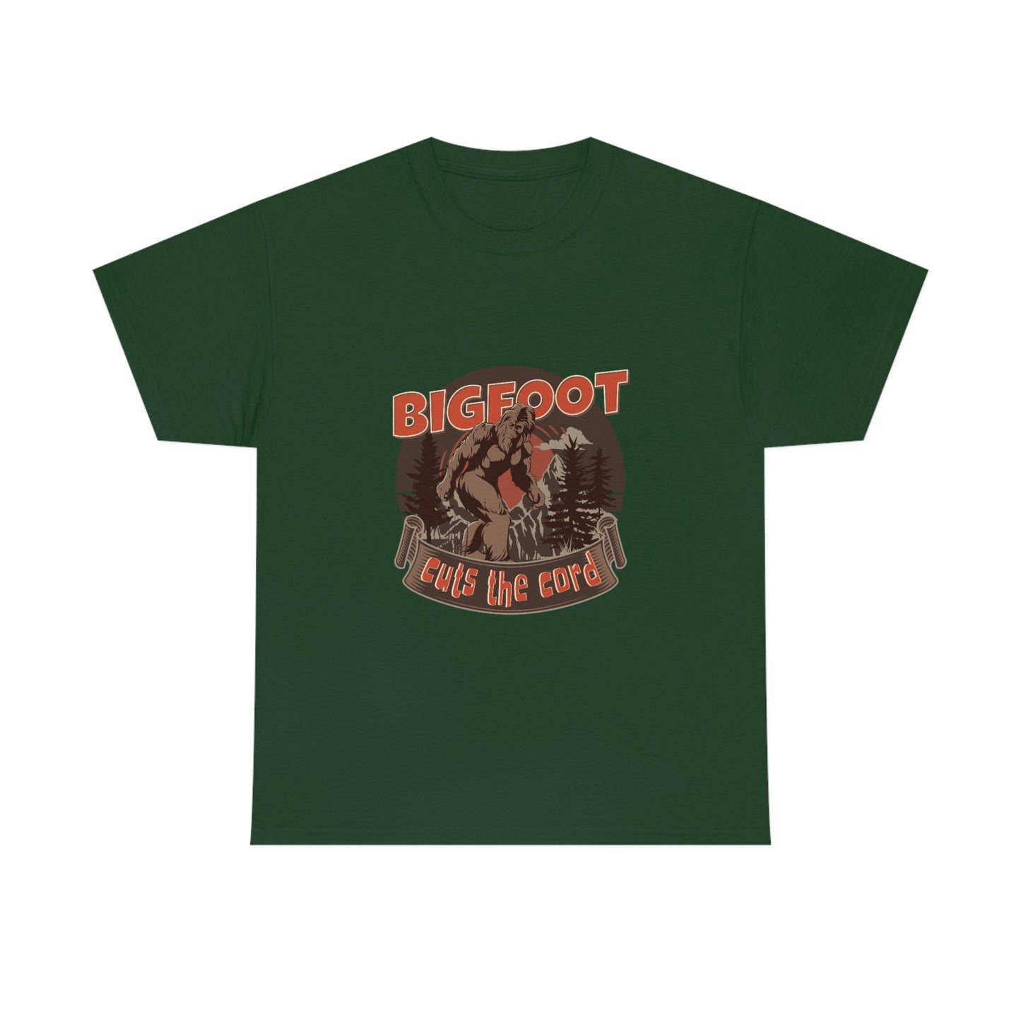 Bigfoot Cuts the Cord Unisex Cotton T-shirt