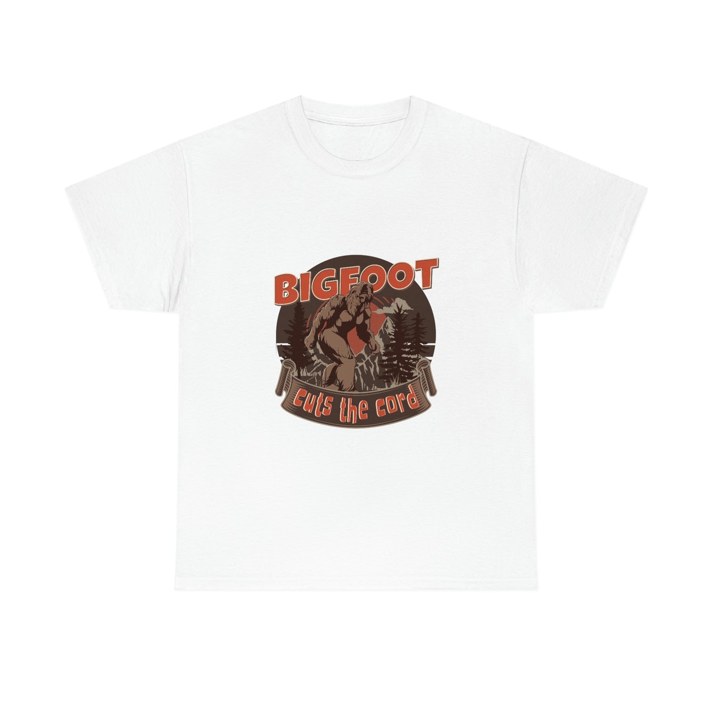 Bigfoot Cuts the Cord Unisex Cotton T-shirt