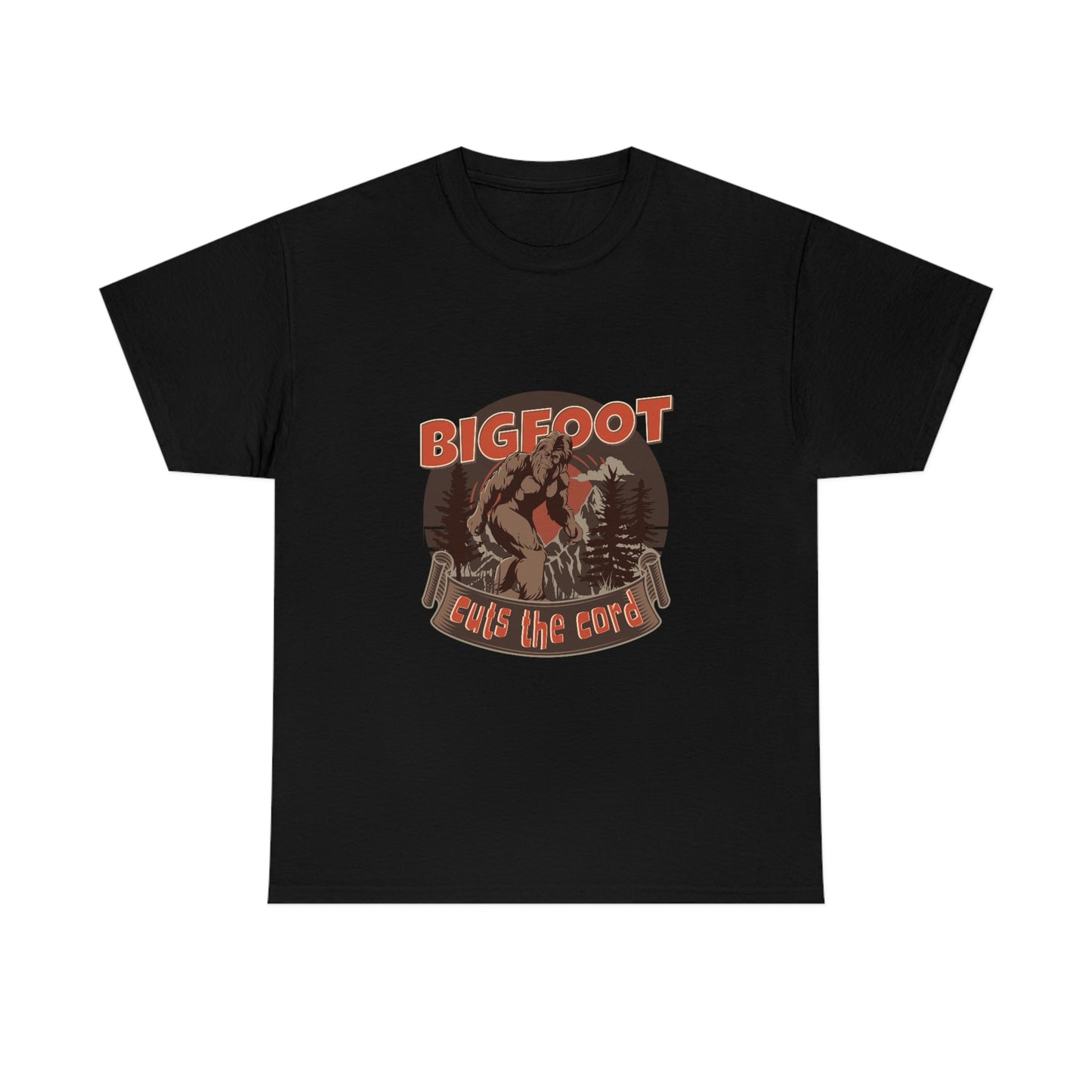 Bigfoot Cuts the Cord Unisex Cotton T-shirt
