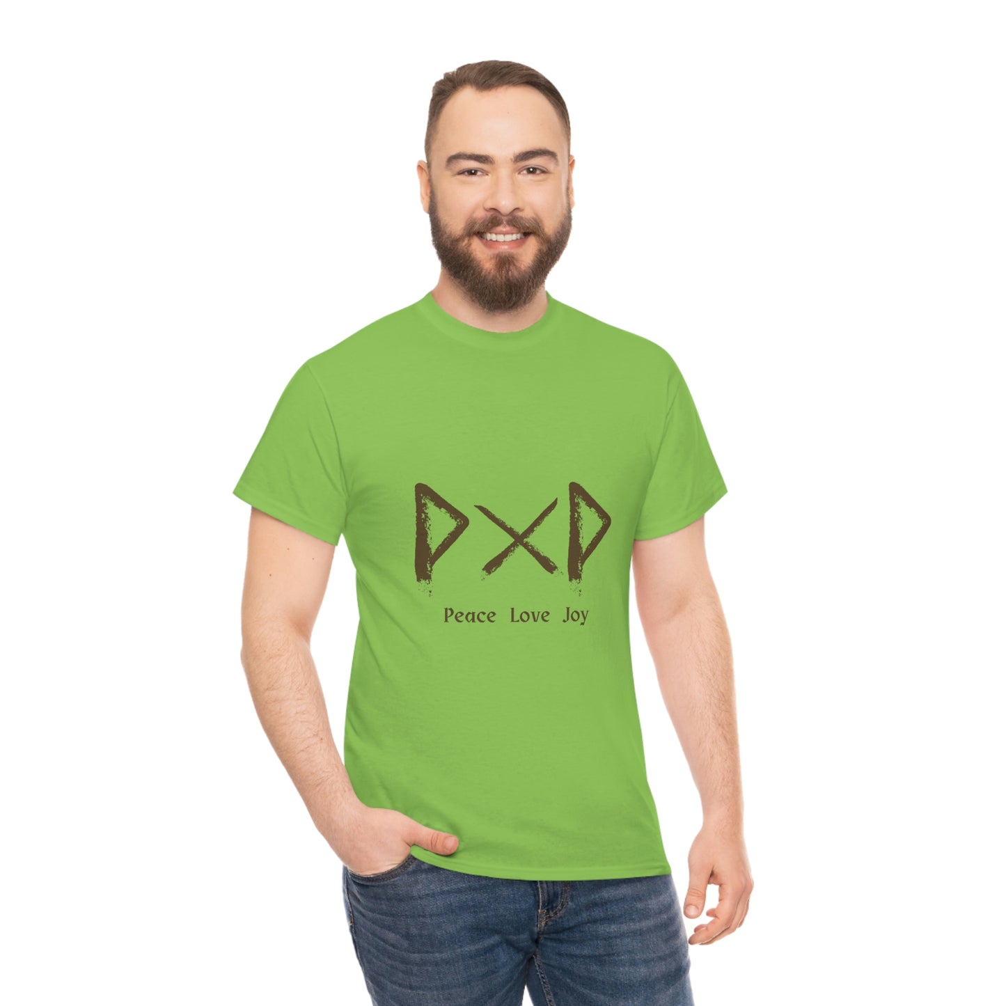 Peace Love Joy Runes Light Unisex Cotton T-shirt