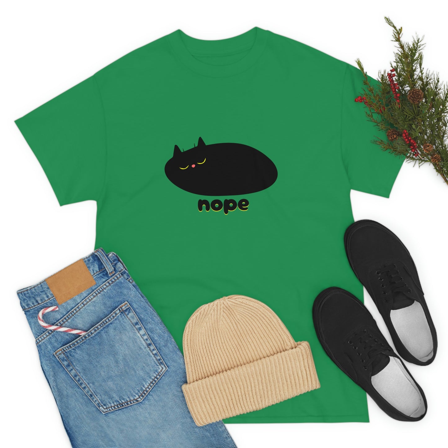 Nope Cat Unisex Cotton T-shirt