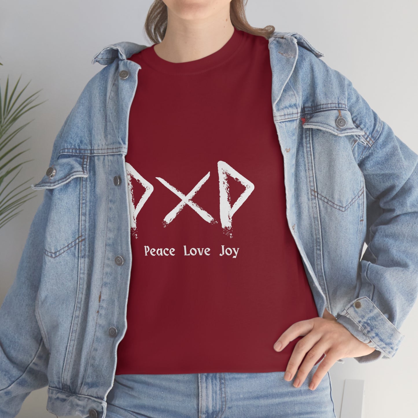 Peace Love Joy Dark Unisex Cotton T-shirt