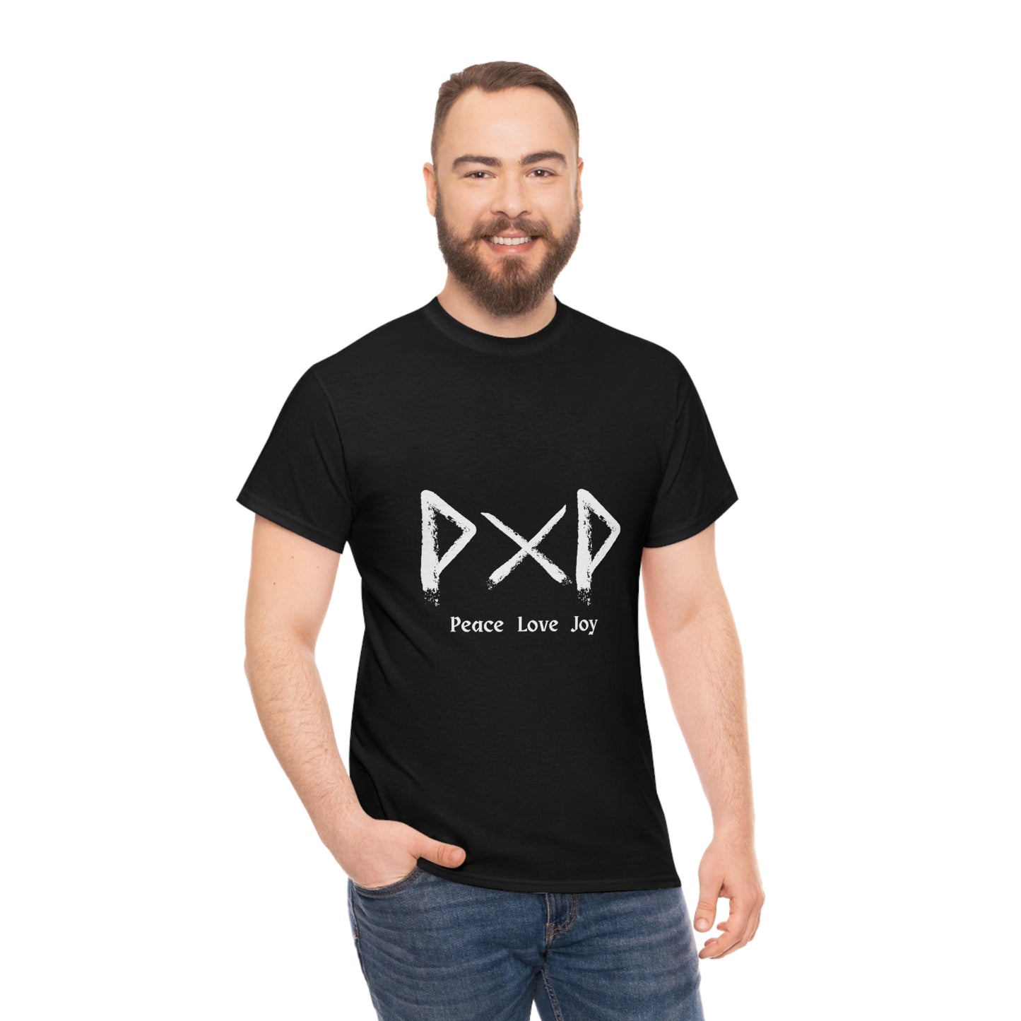 Peace Love Joy Dark Unisex Cotton T-shirt
