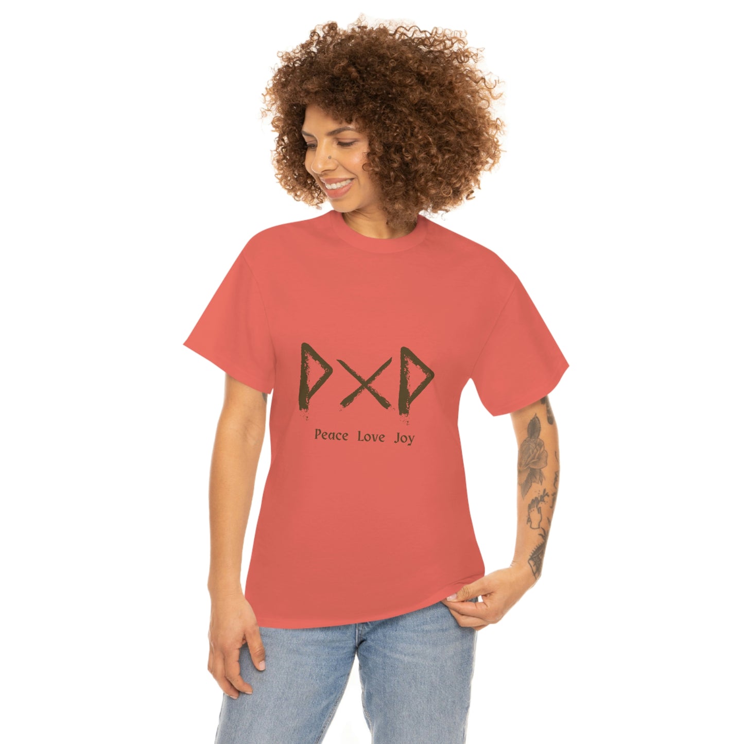 Peace Love Joy Runes Light Unisex Cotton T-shirt