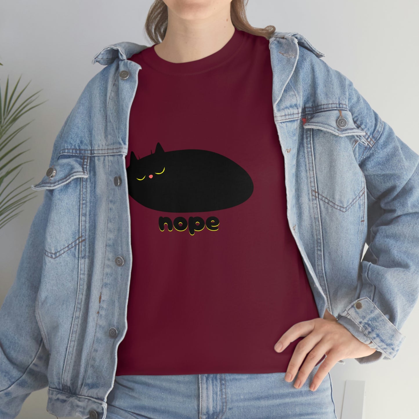 Nope Cat Unisex Cotton T-shirt
