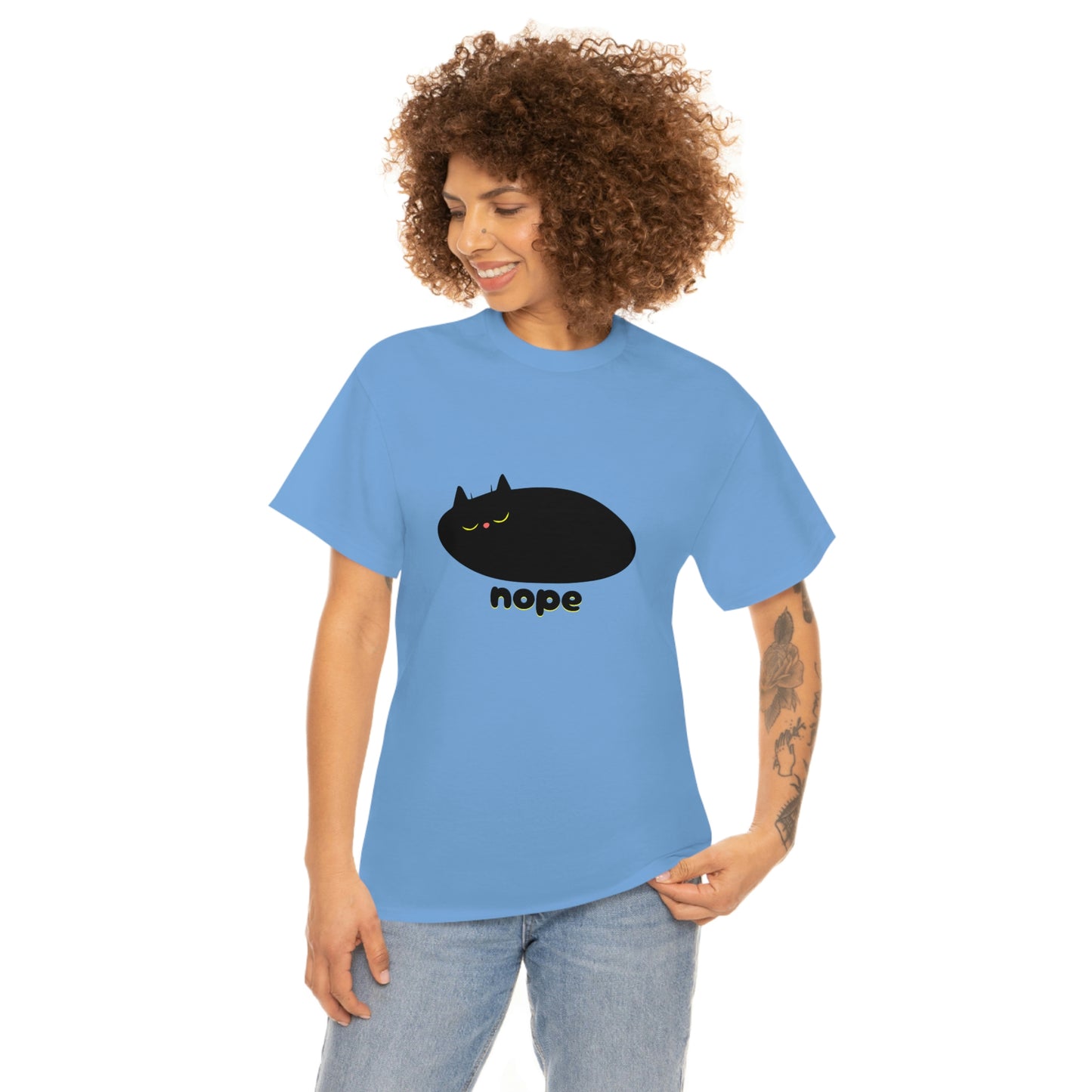 Nope Cat Unisex Cotton T-shirt