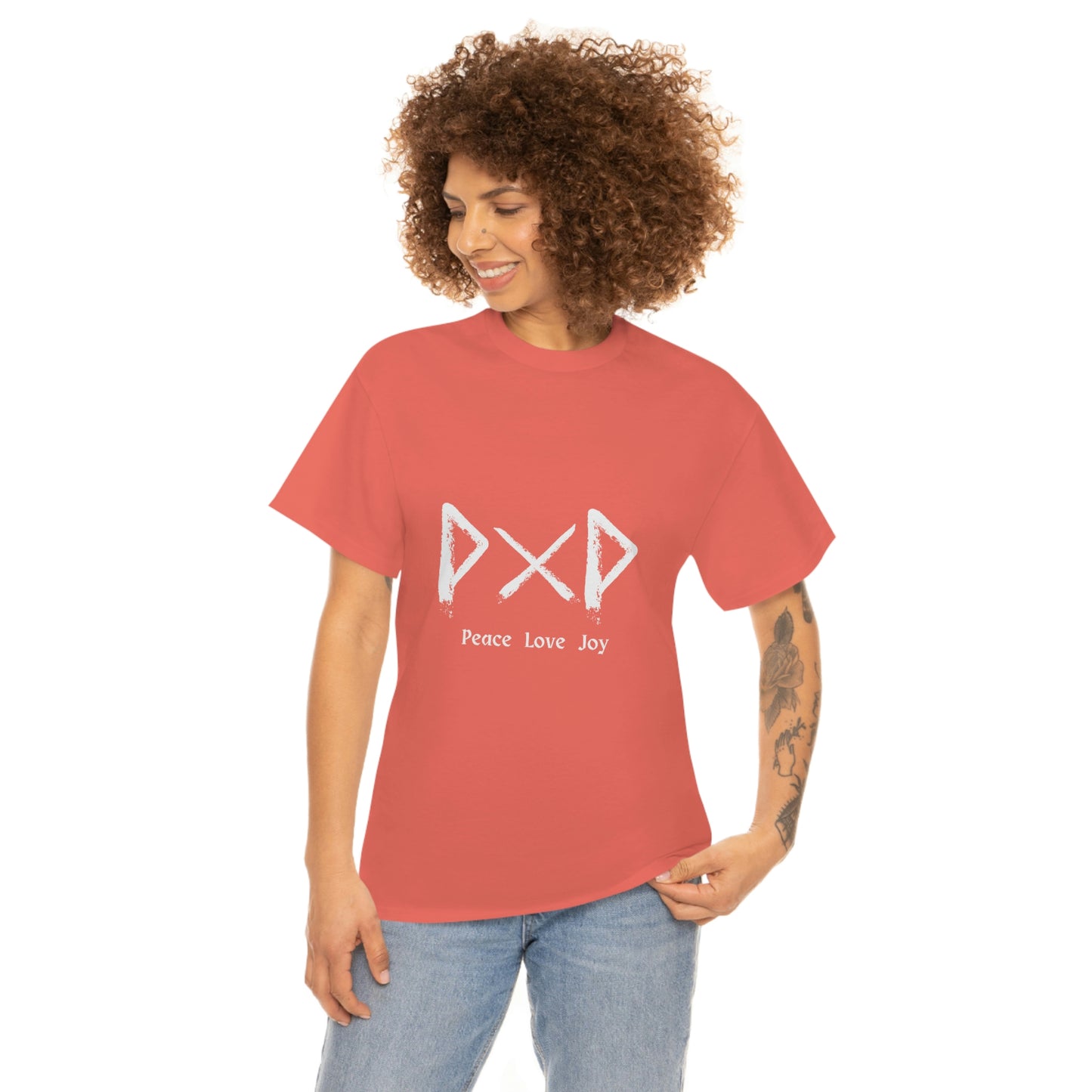 Peace Love Joy Futhark Unisex Cotton T-shirt