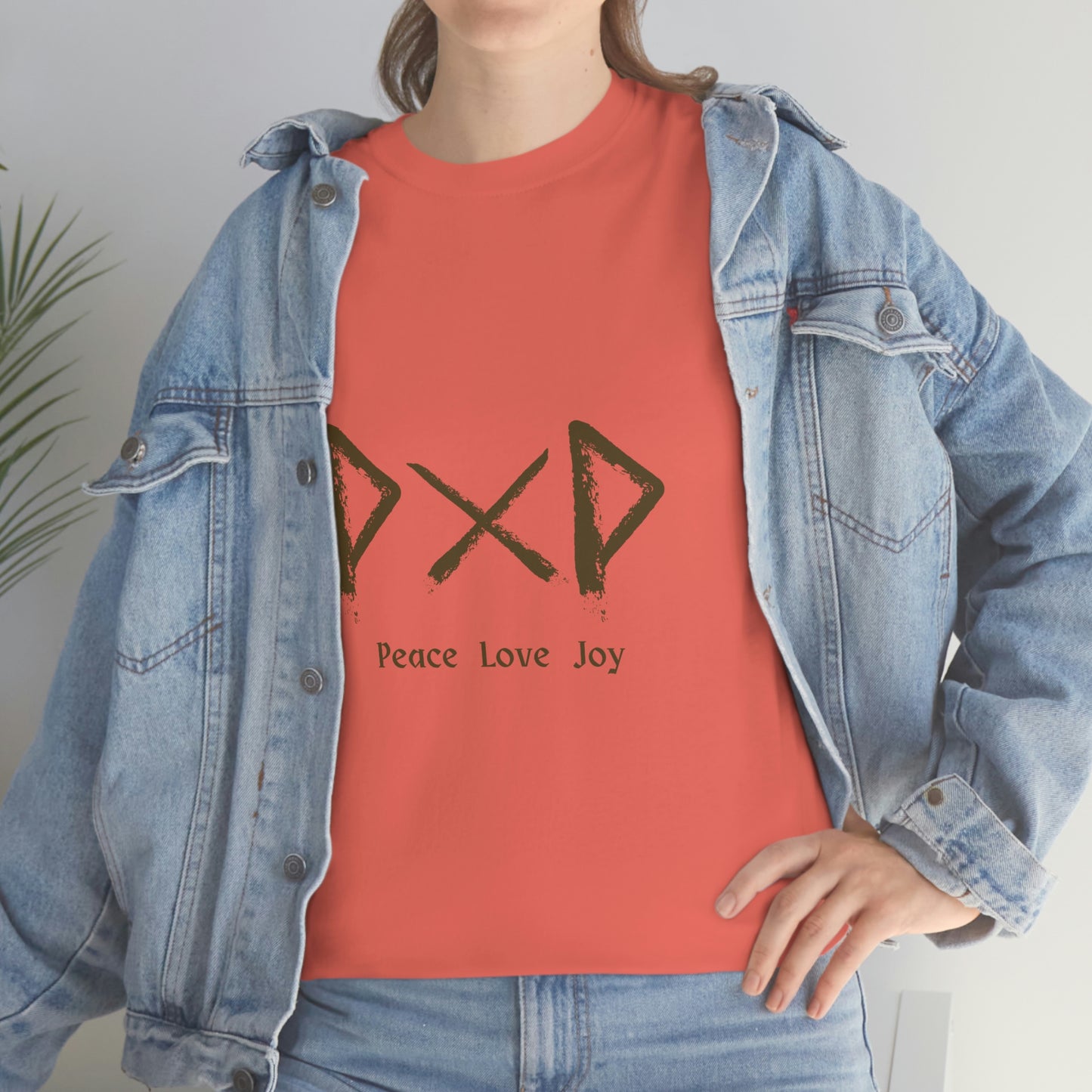 Peace Love Joy Runes Light Unisex Cotton T-shirt