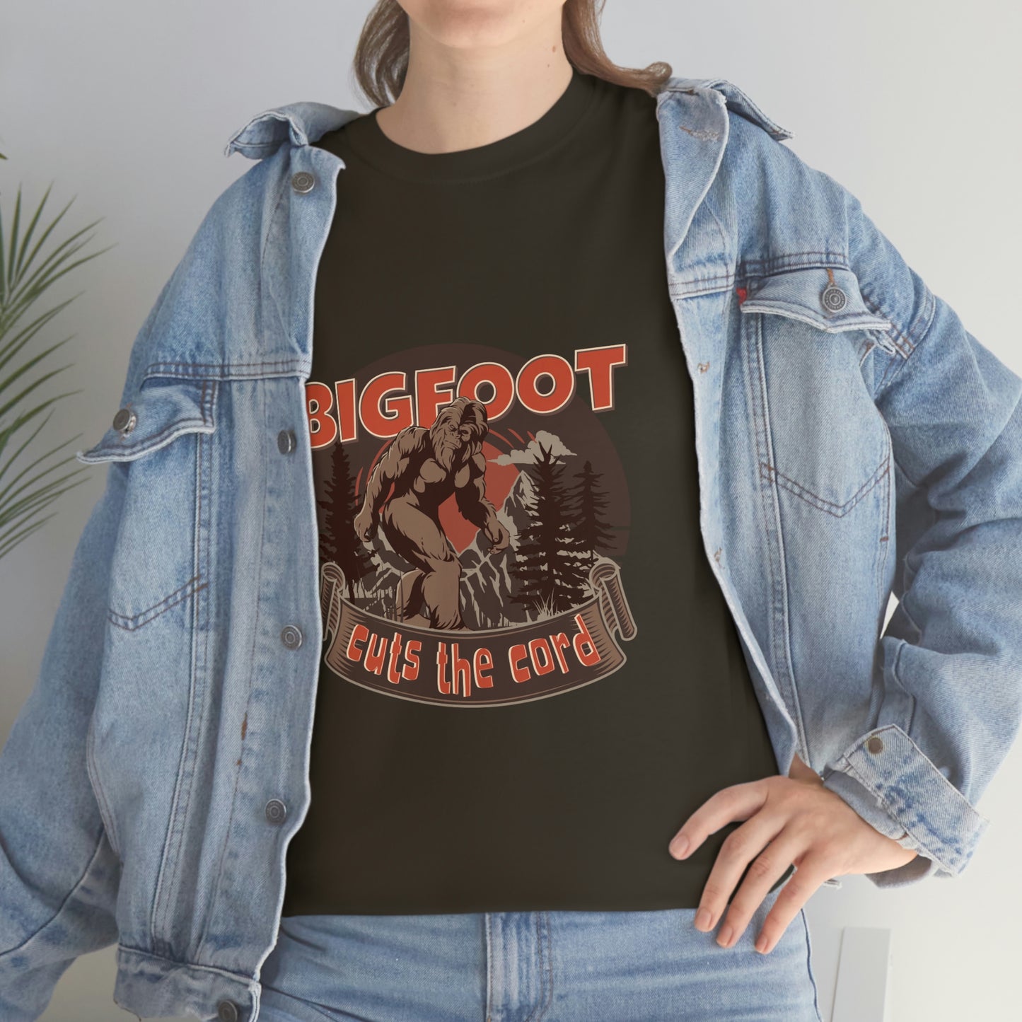 Bigfoot Cuts the Cord Unisex Cotton T-shirt