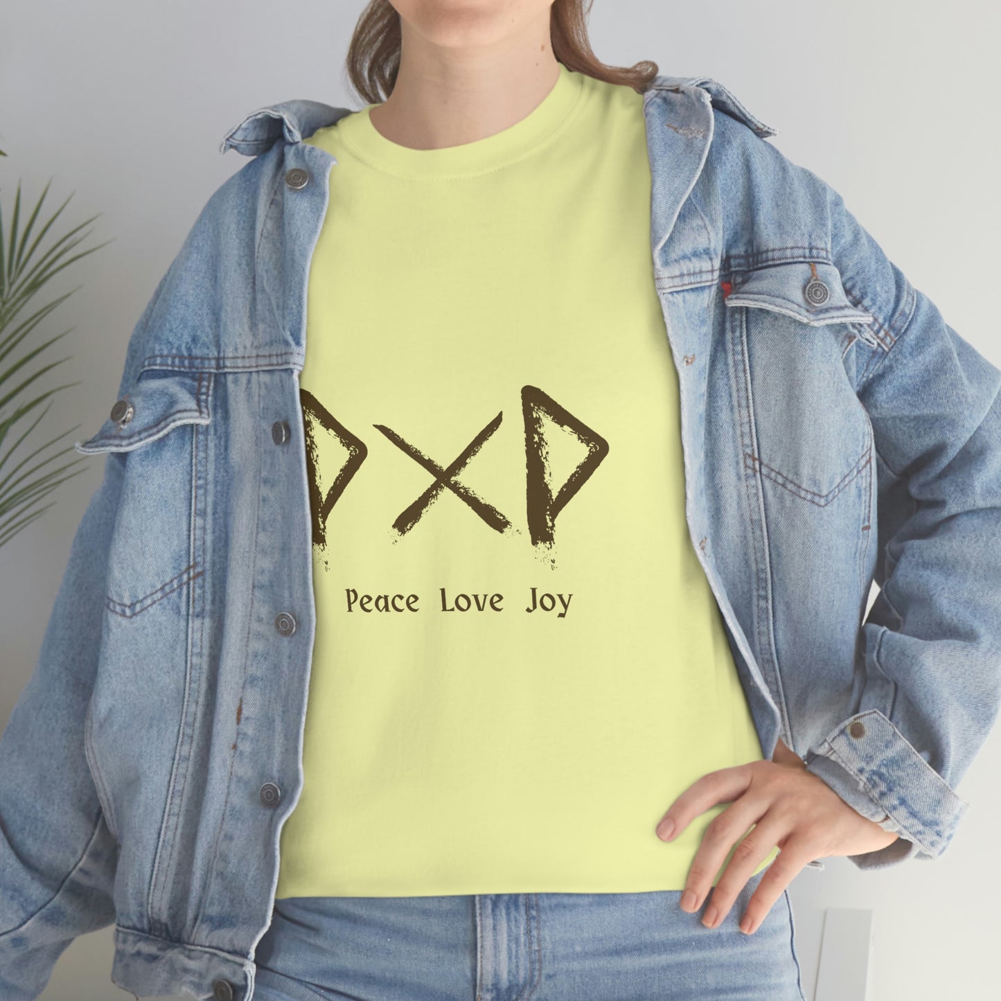 Peace Love Joy Runes Light Unisex Cotton T-shirt