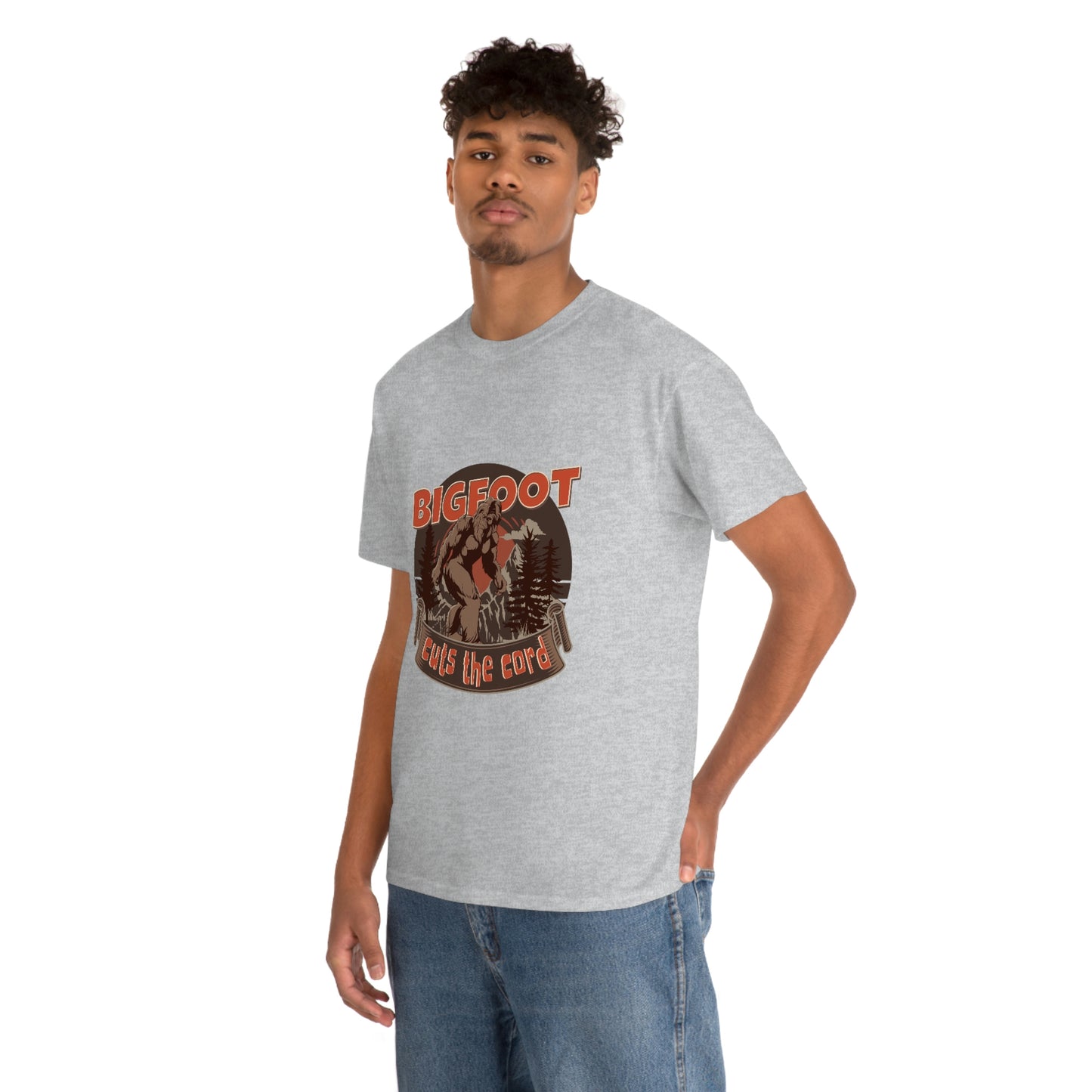 Bigfoot Cuts the Cord Unisex Cotton T-shirt