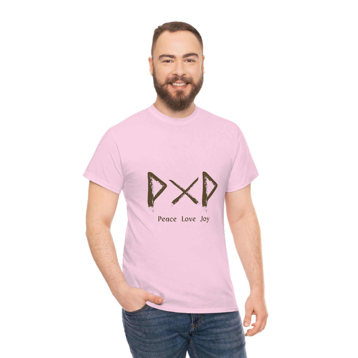 Peace Love Joy Runes Light Unisex Cotton T-shirt