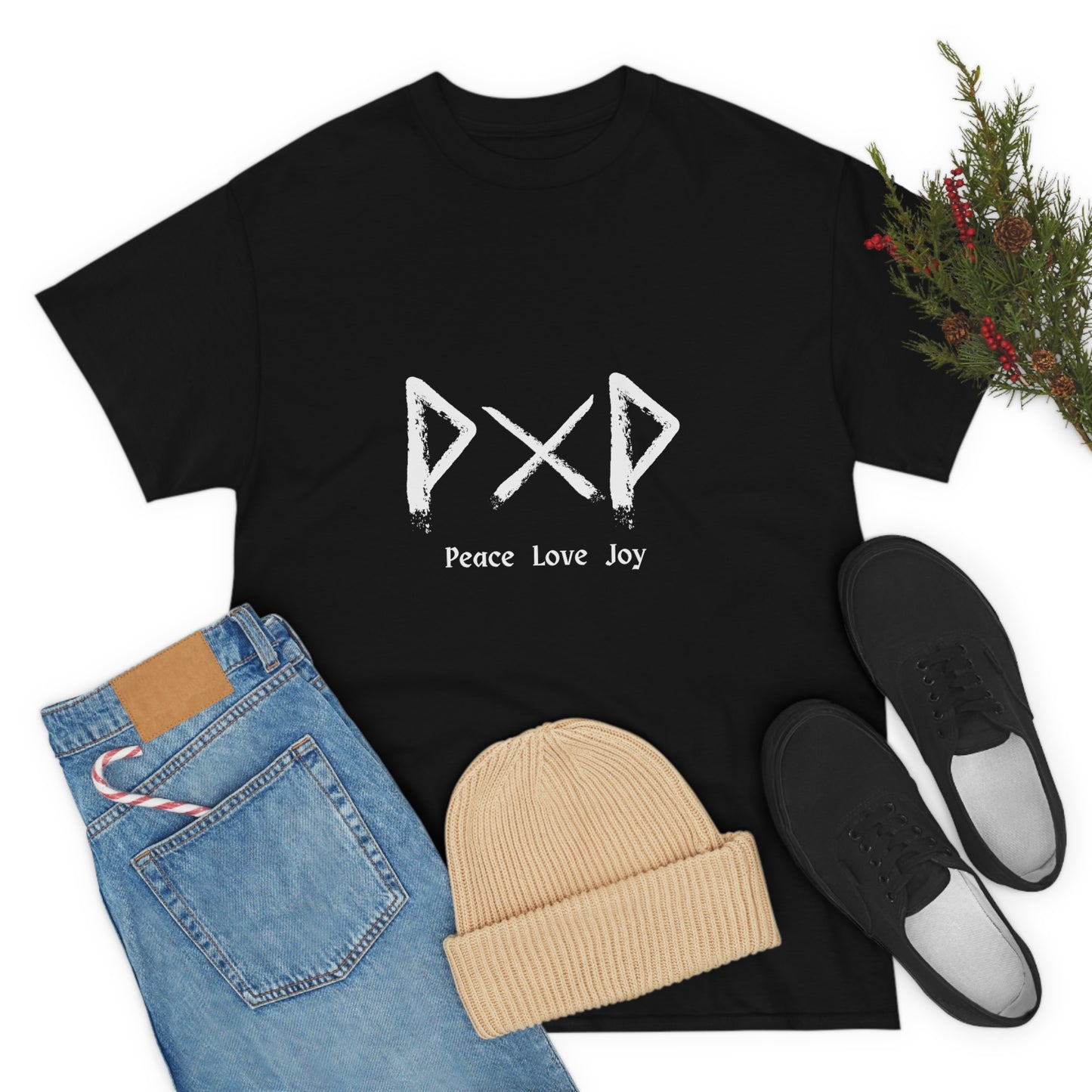Peace Love Joy Dark Unisex Cotton T-shirt