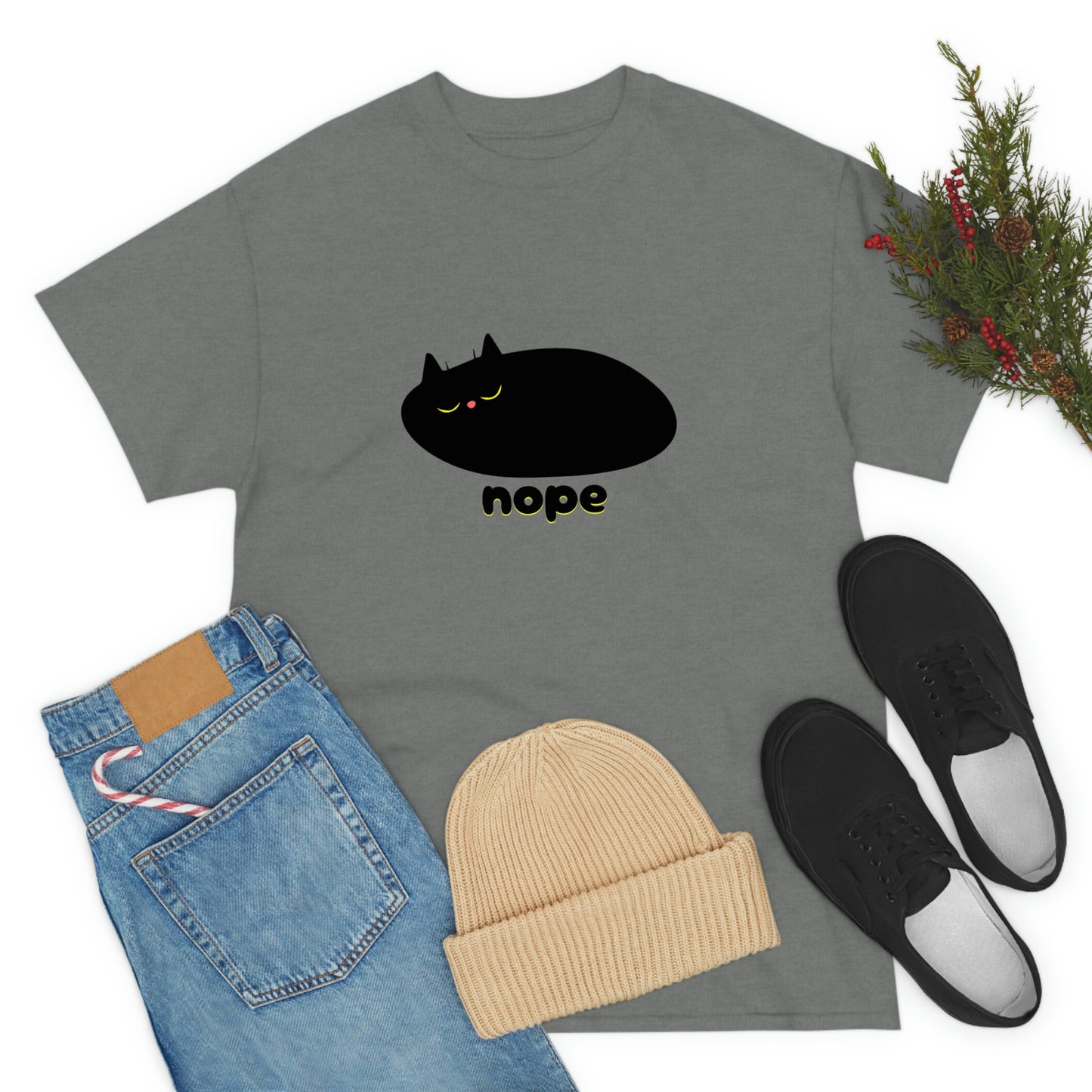 Nope Cat Unisex Cotton T-shirt