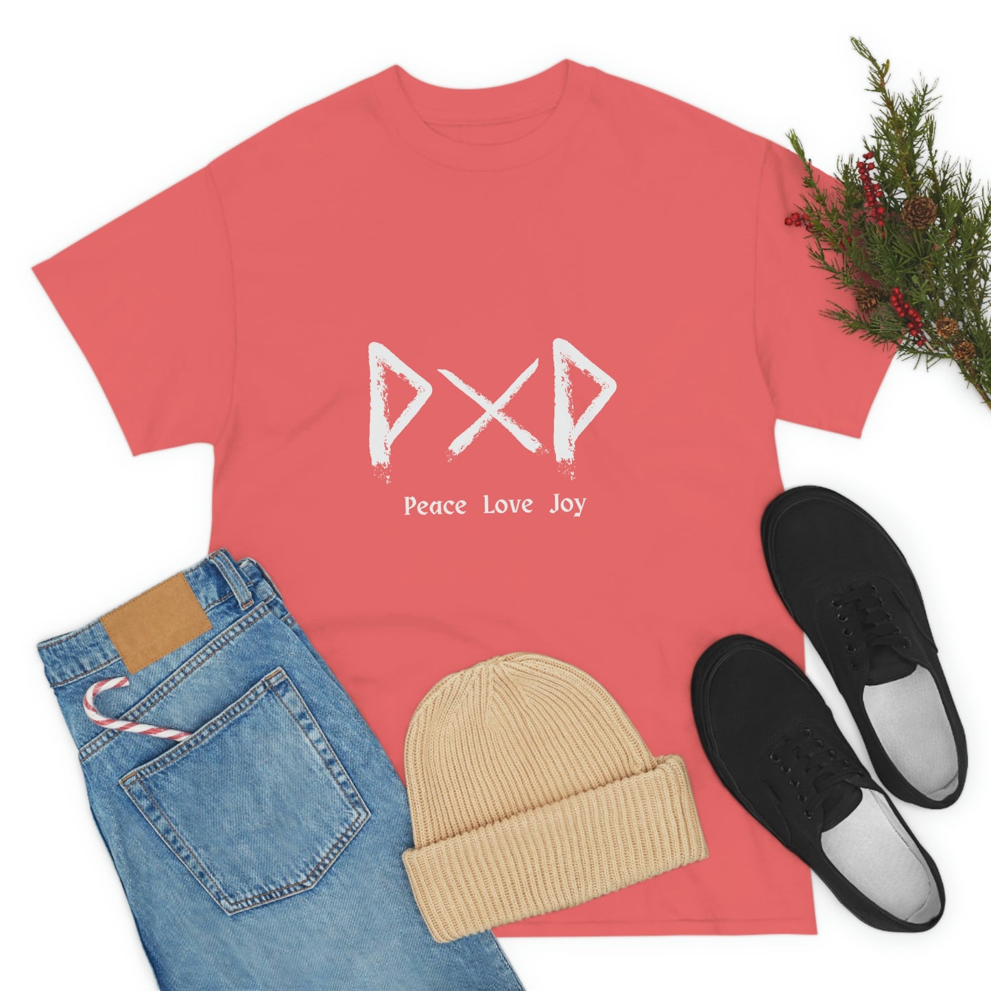 Peace Love Joy Futhark Unisex Cotton T-shirt