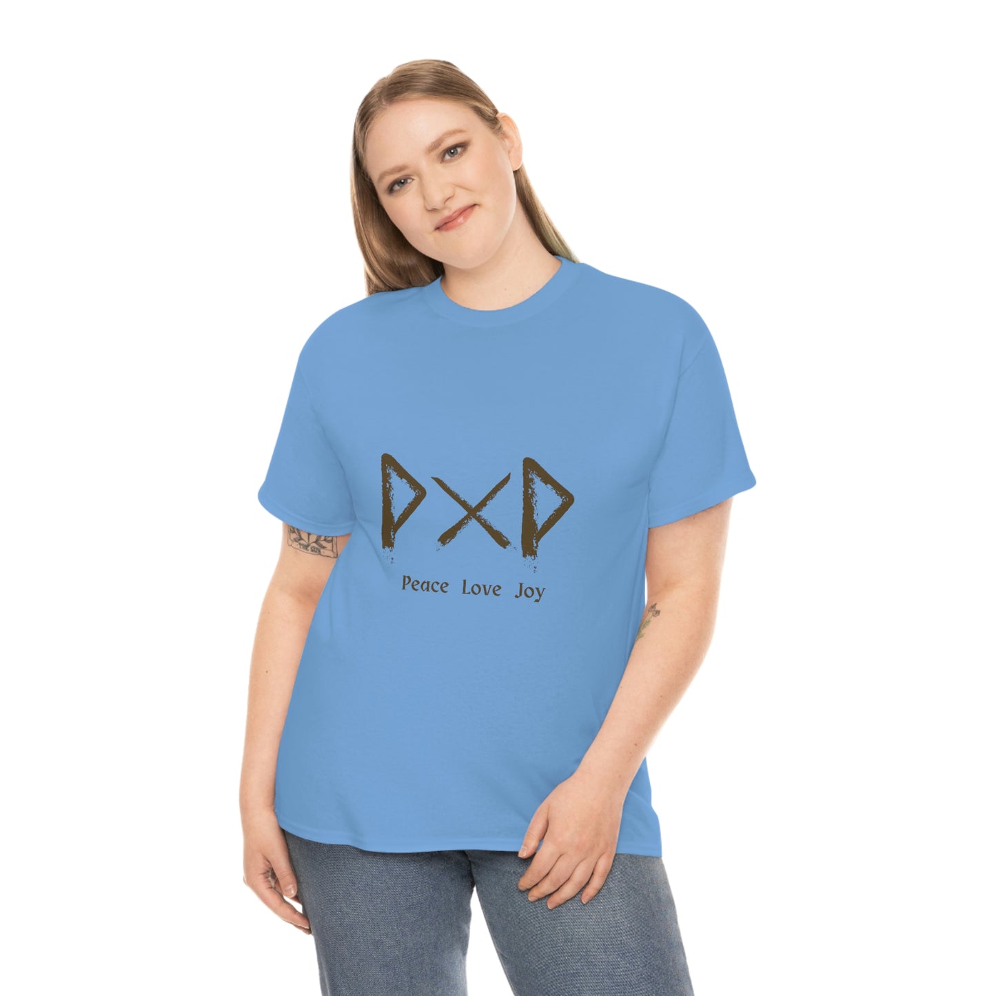 Peace Love Joy Runes Light Unisex Cotton T-shirt