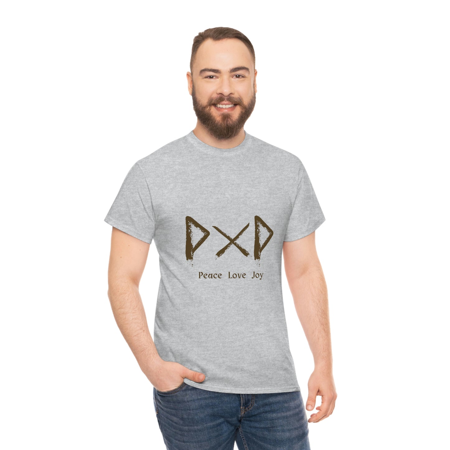 Peace Love Joy Runes Light Unisex Cotton T-shirt