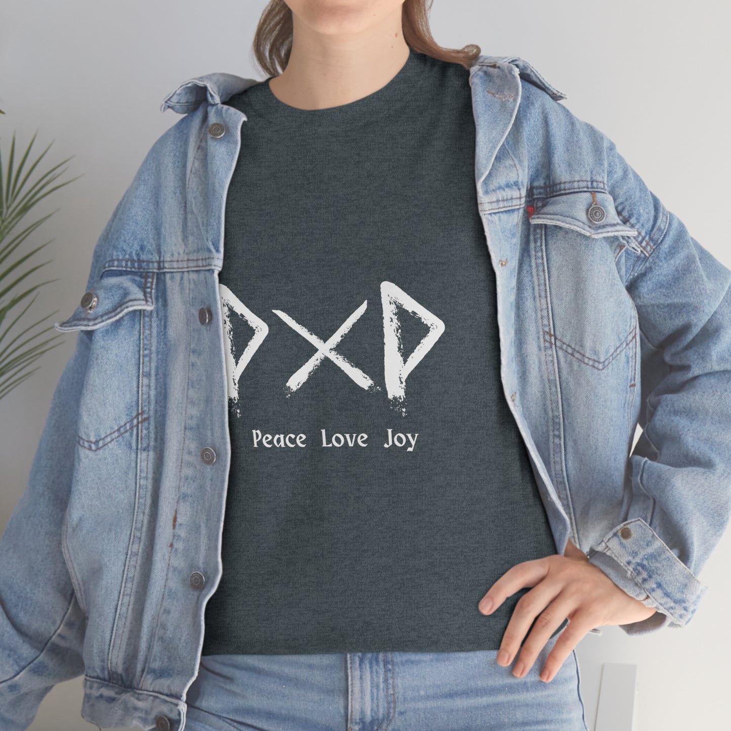 Peace Love Joy Dark Unisex Cotton T-shirt