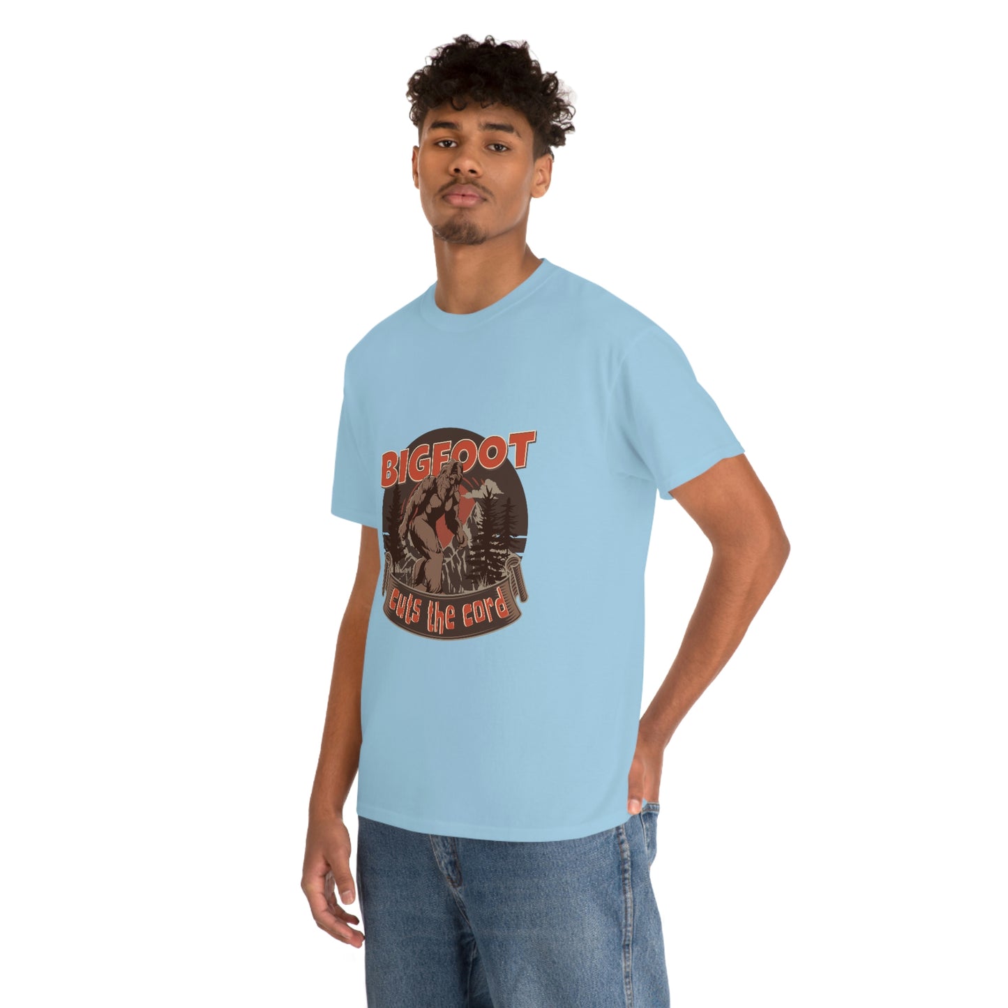 Bigfoot Cuts the Cord Unisex Cotton T-shirt