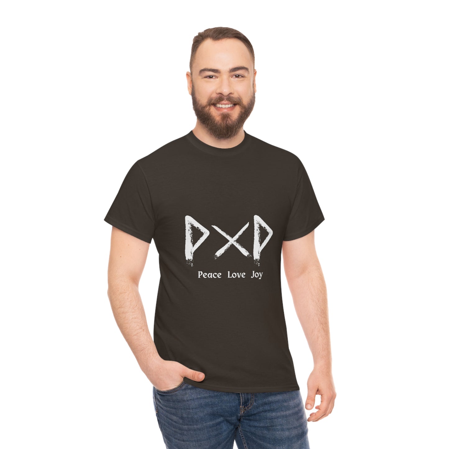 Peace Love Joy Dark Unisex Cotton T-shirt