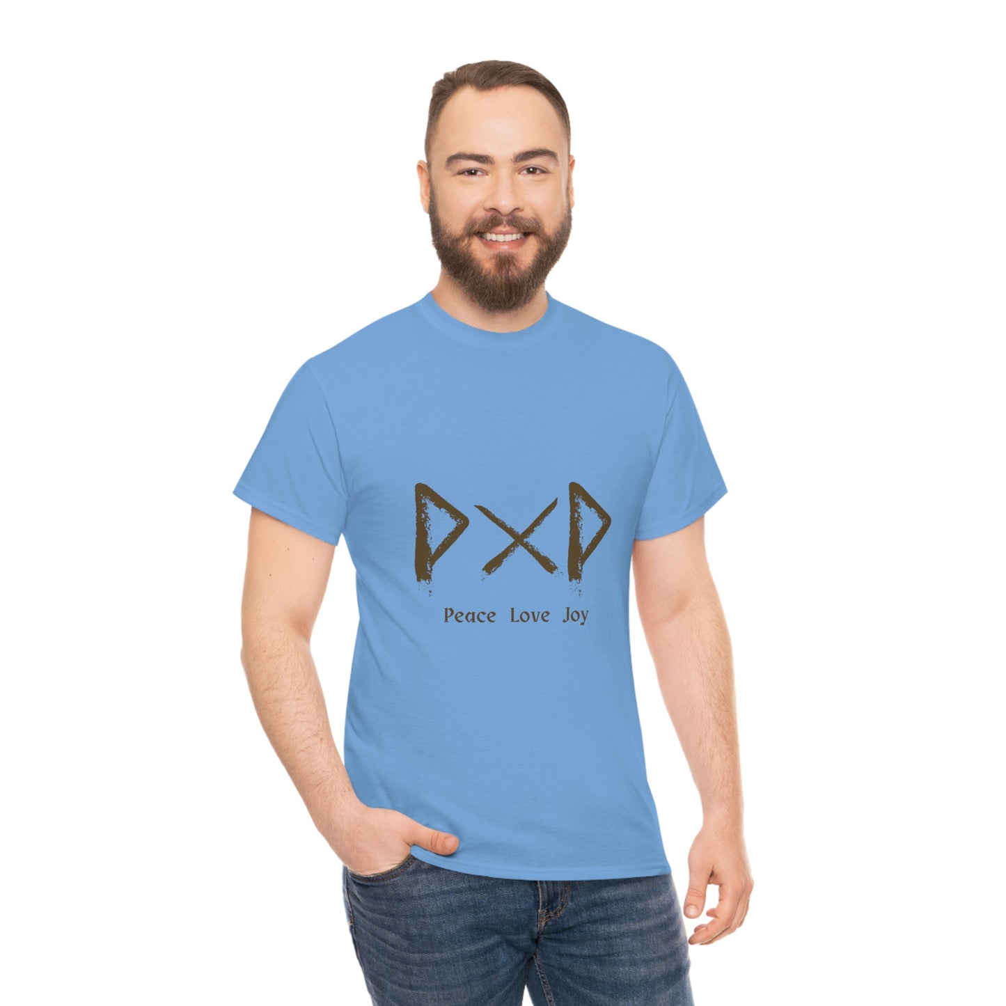 Peace Love Joy Runes Light Unisex Cotton T-shirt