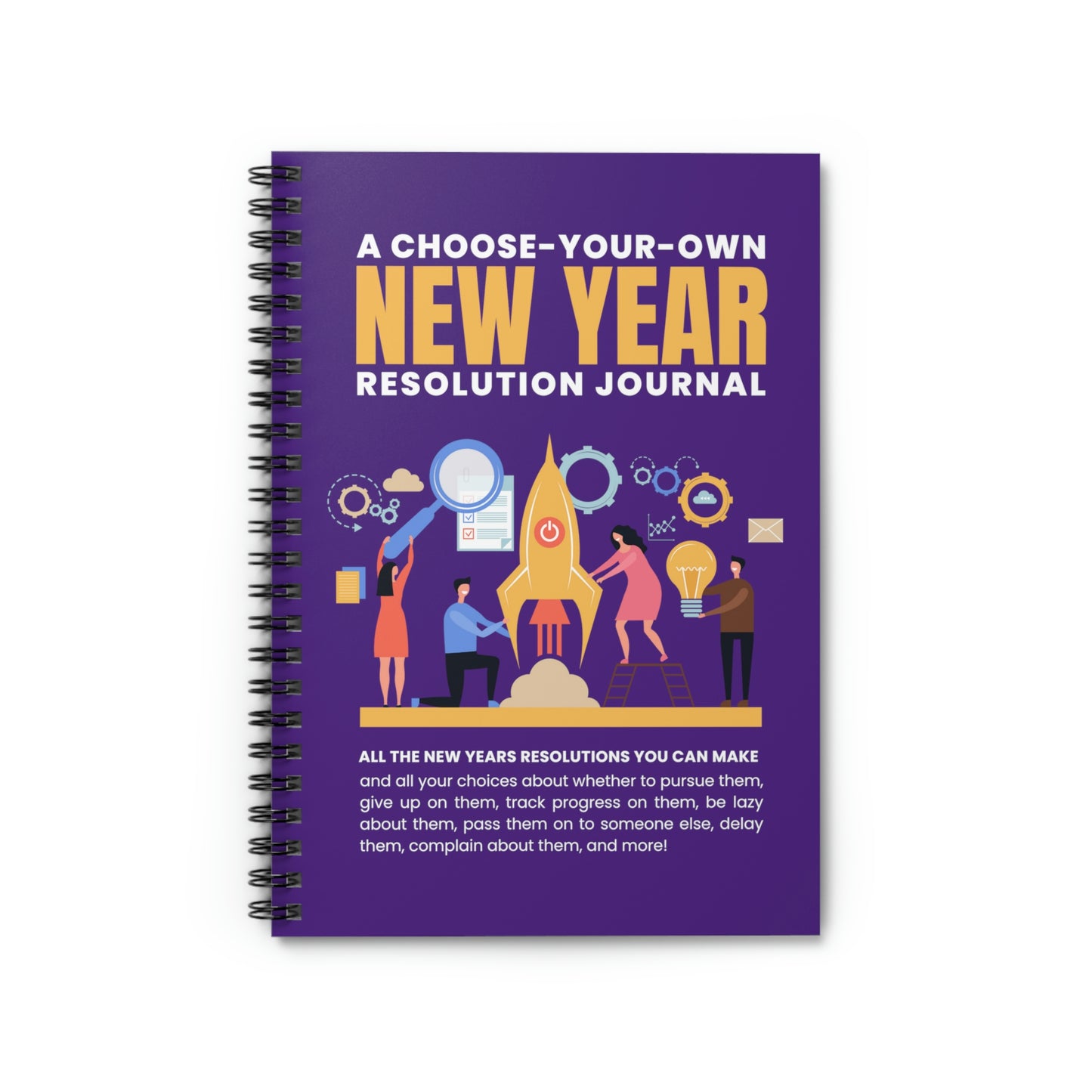 New Year Resolutions Purple Spiral Notebook - Ruled Line