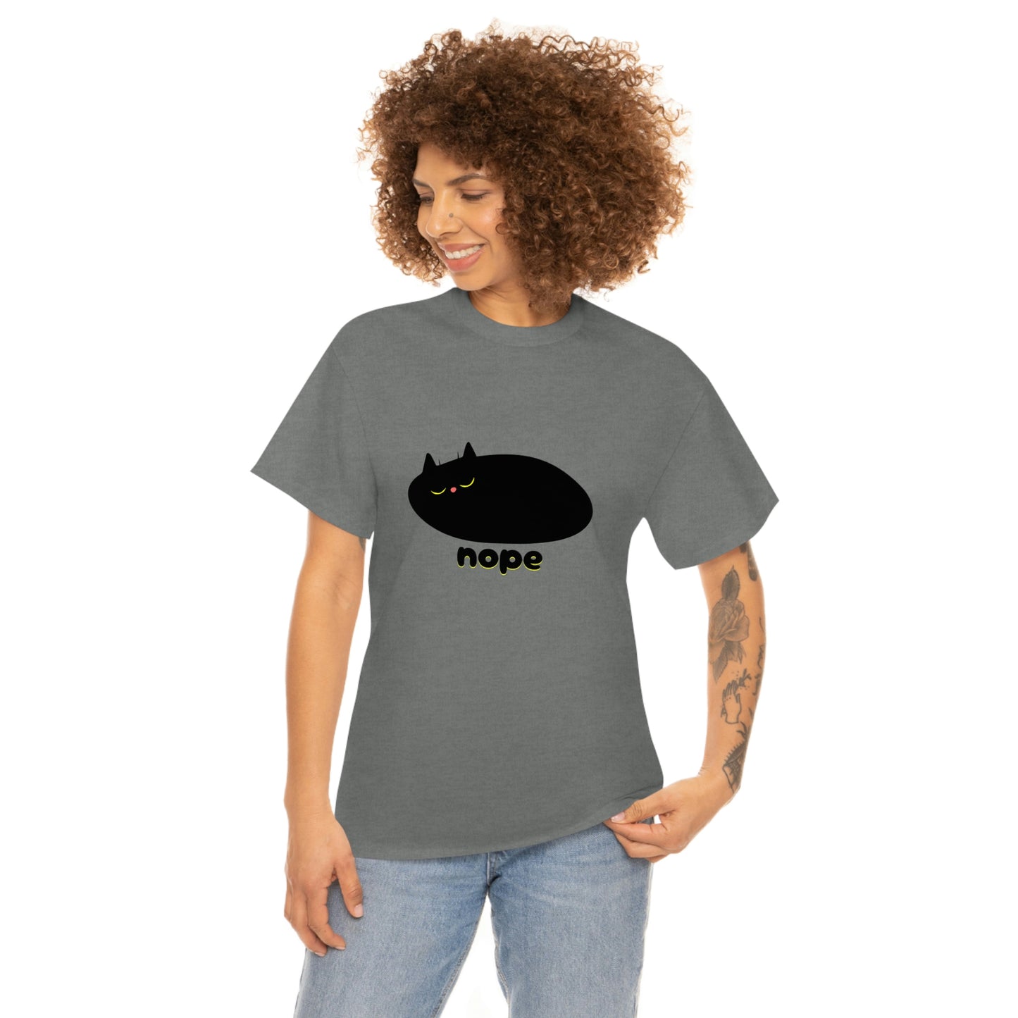 Nope Cat Unisex Cotton T-shirt