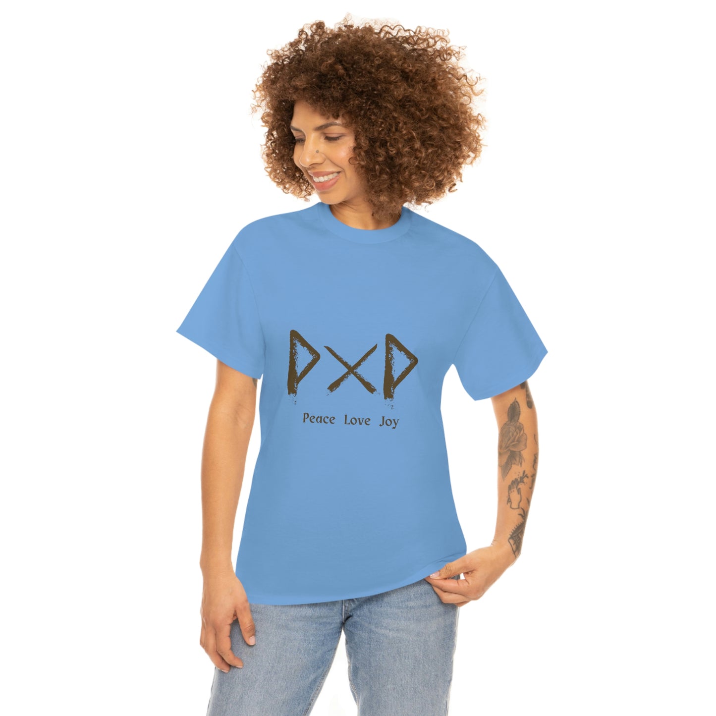 Peace Love Joy Runes Light Unisex Cotton T-shirt