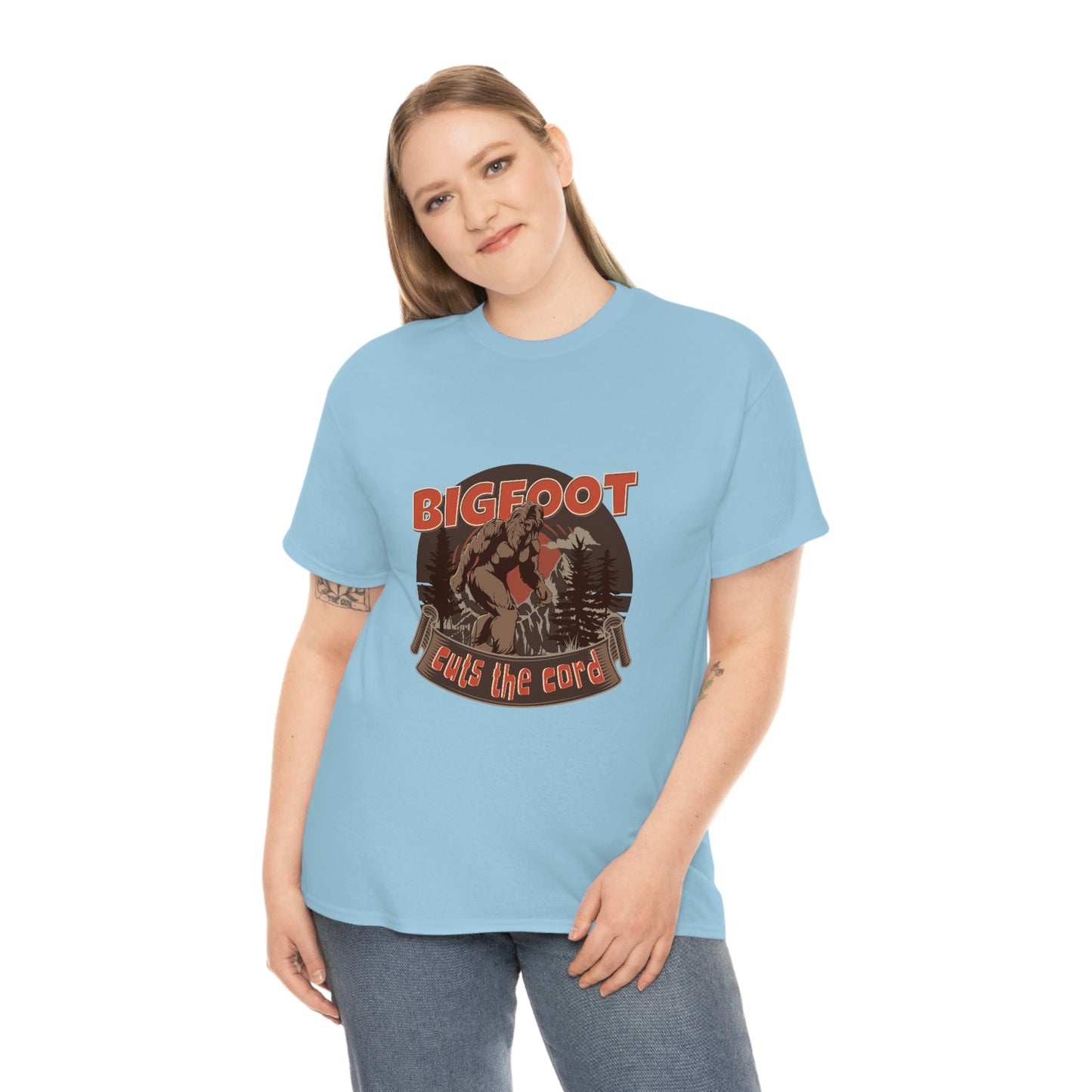 Bigfoot Cuts the Cord Unisex Cotton T-shirt