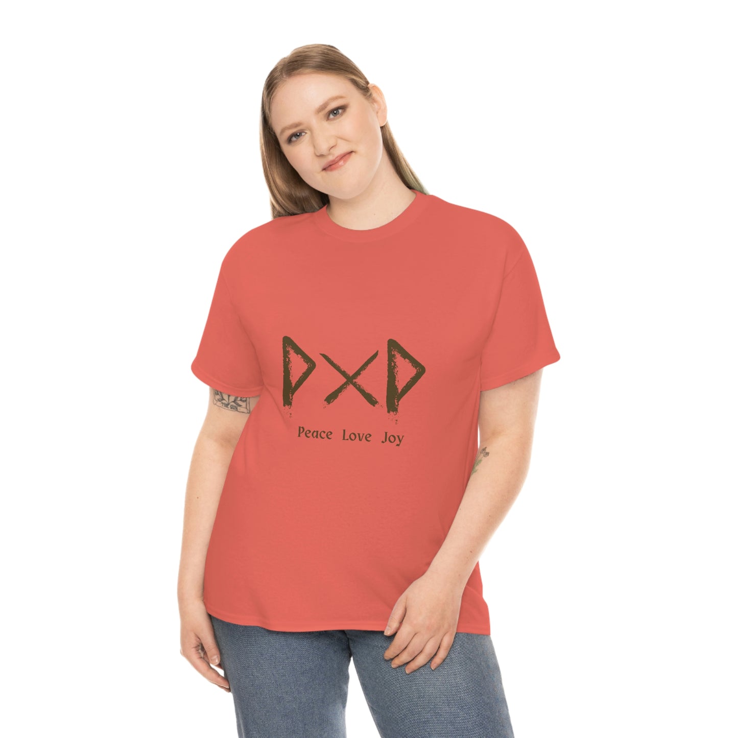 Peace Love Joy Runes Light Unisex Cotton T-shirt