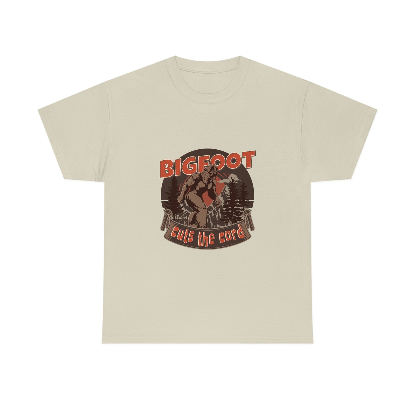 Bigfoot Cuts the Cord Unisex Cotton T-shirt
